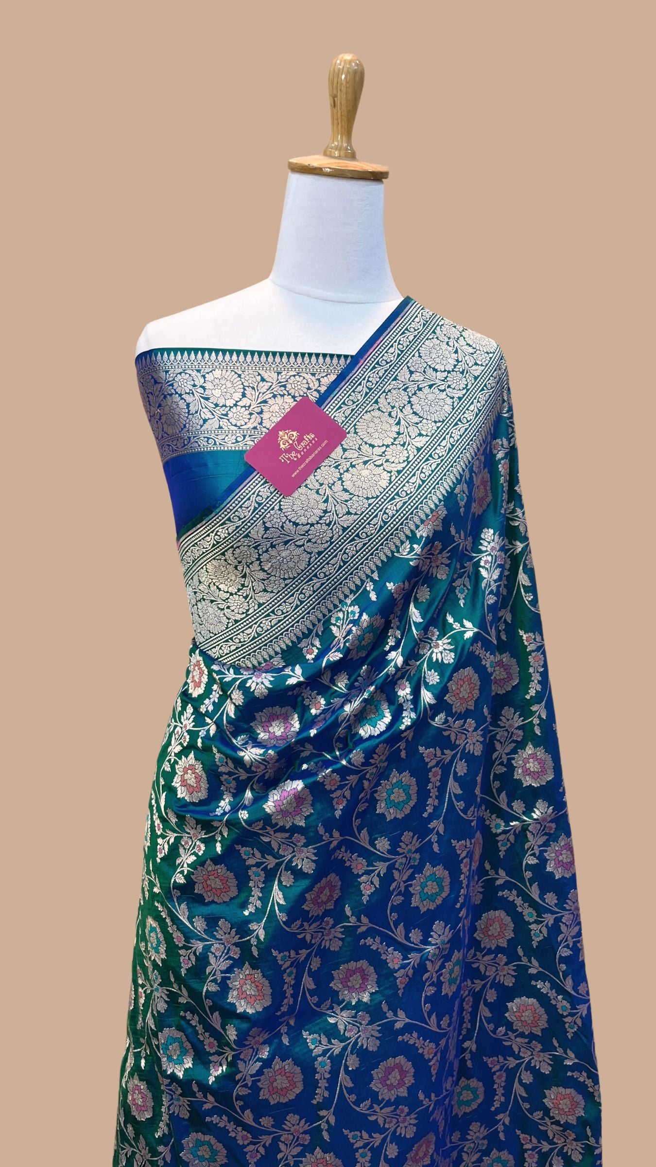 Pure Katan Silk Handloom Banarasi Saree - All over Meenakari Jaal work