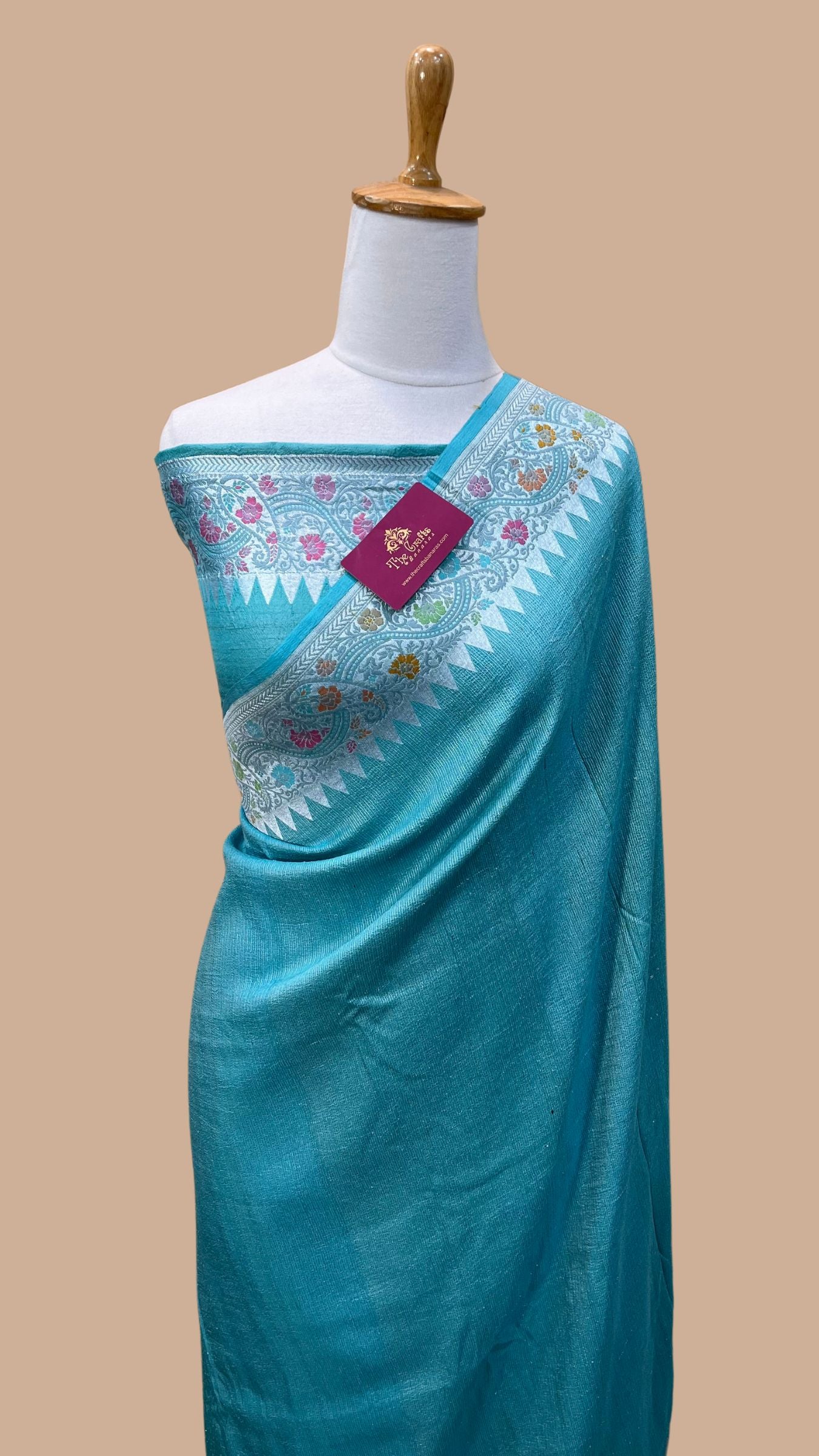 Tissue Georgette Handloom Banarasi Saree - Jaal with Meenakari