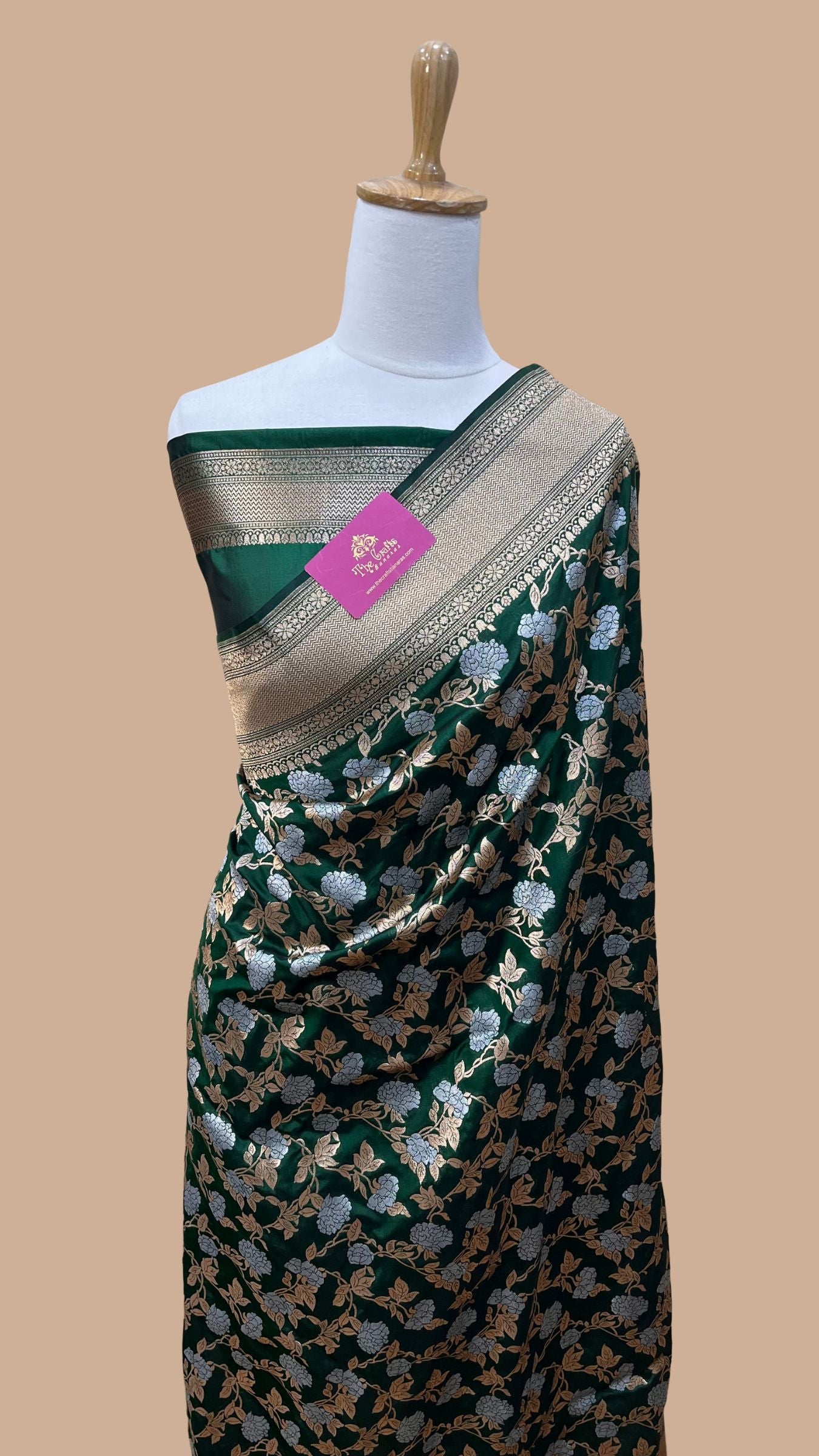 Pure Katan Silk Handloom Banarasi Saree - All over Sona Roopa Jaal work