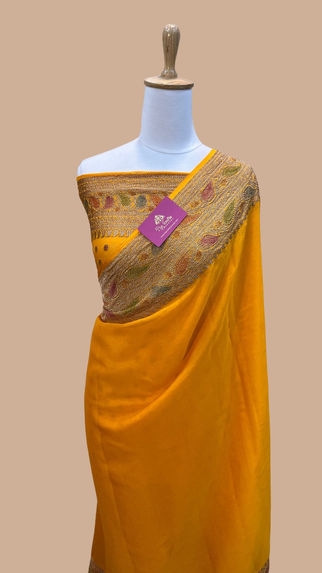 Khaddi Georgette Banarasi Saree - Antique Zari
