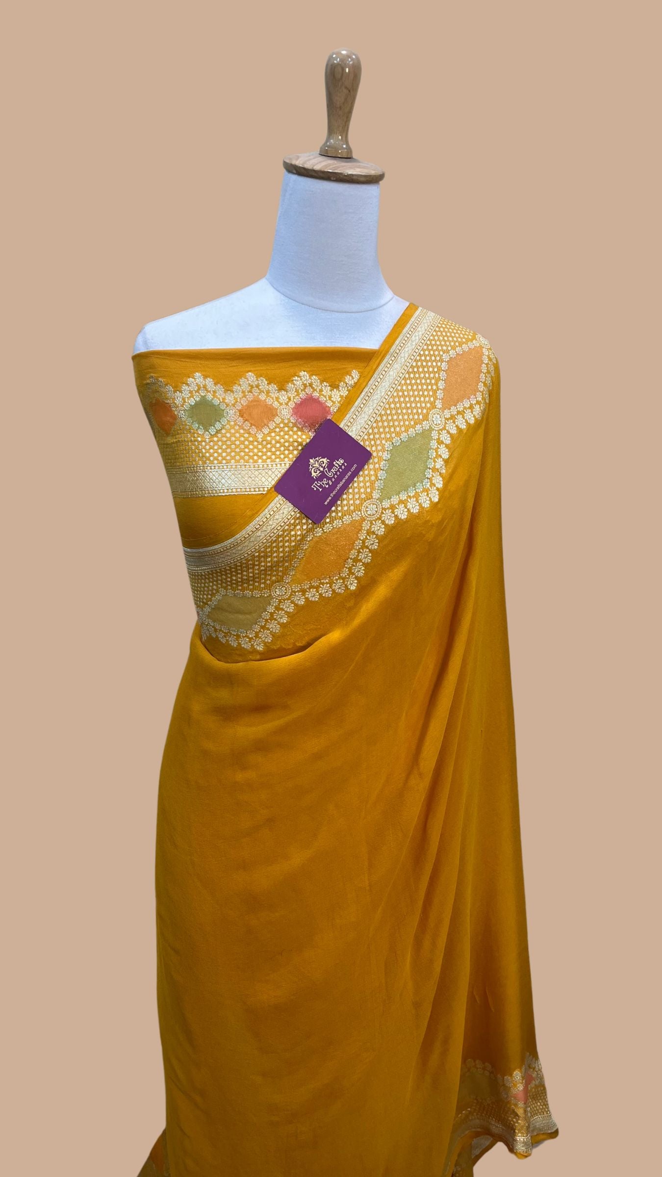 Khaddi Georgette Handloom Banarasi Saree - Water Zari