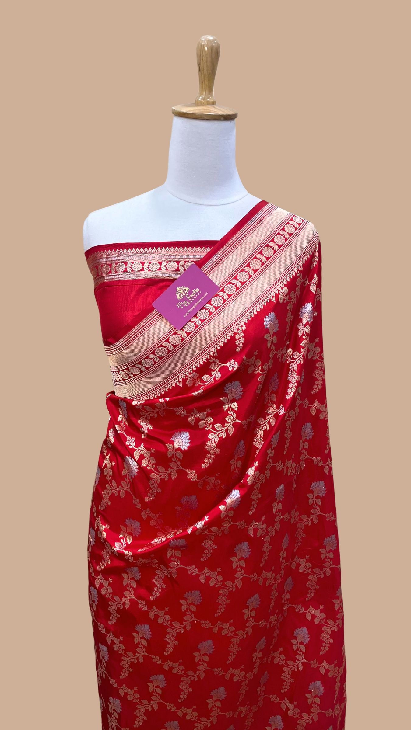Pure Katan Silk Handloom Banarasi Saree - All over Sona Roopa Jaal work