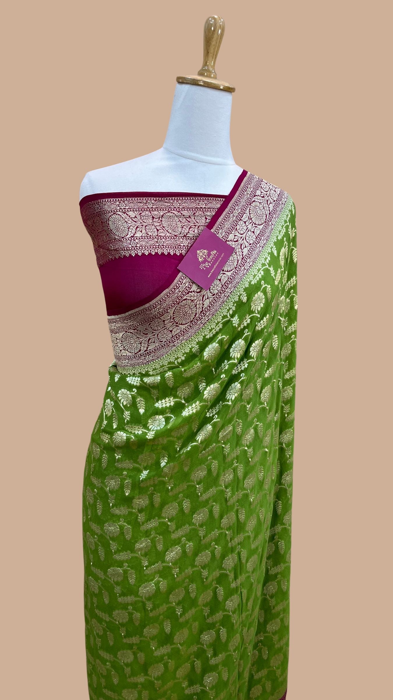 Khaddi Georgette Banarasi Saree - Water Zari