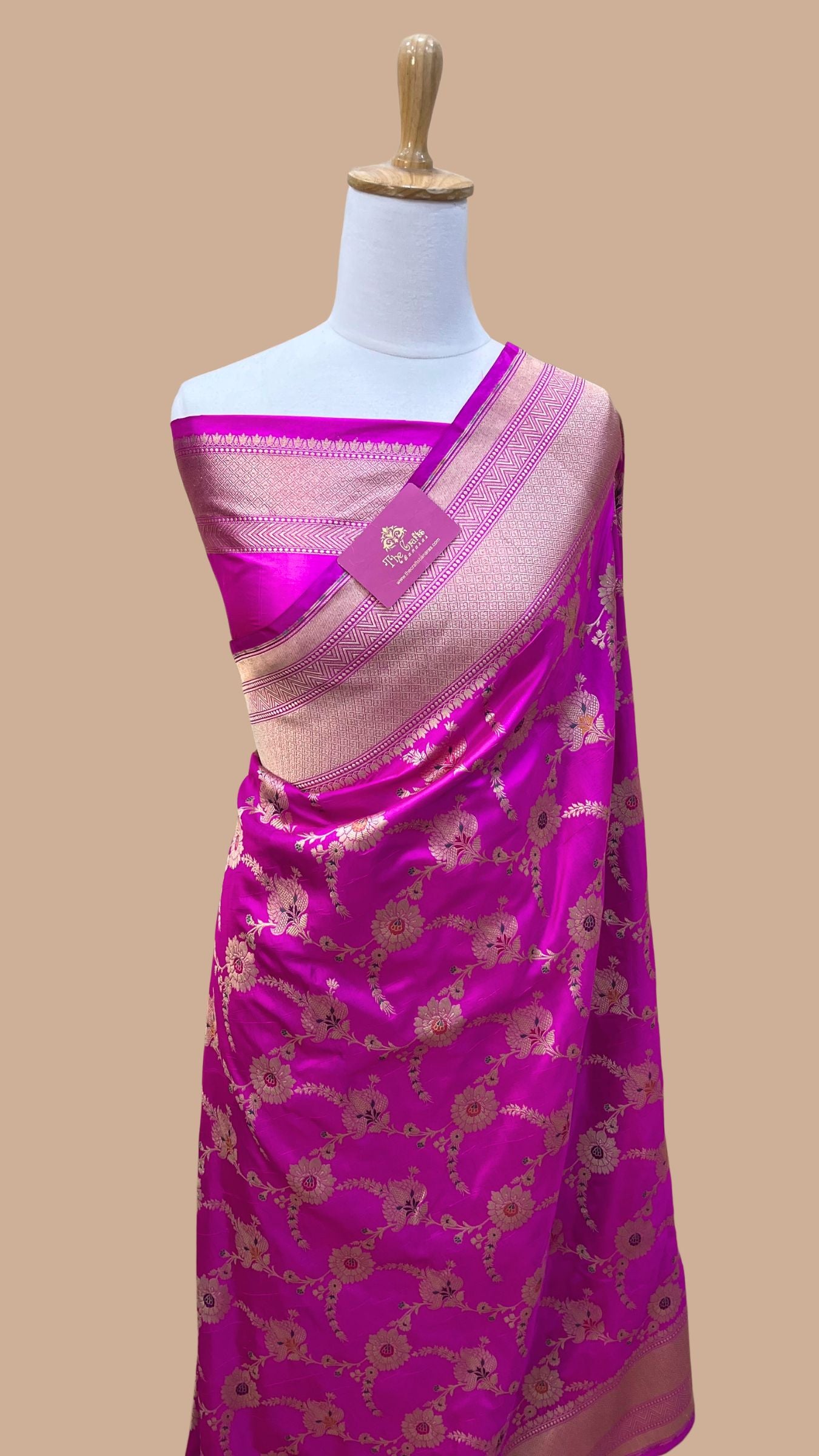 Pure Katan Silk Handloom Banarasi Saree - All over Meenakari Jaal work