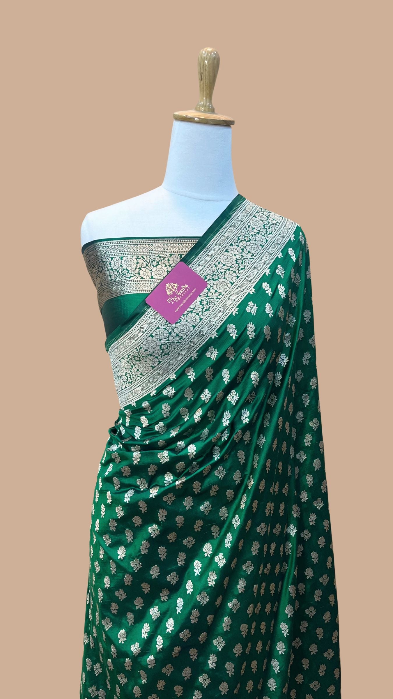 Pure Katan Silk Handloom Banarasi Saree - Jaal work