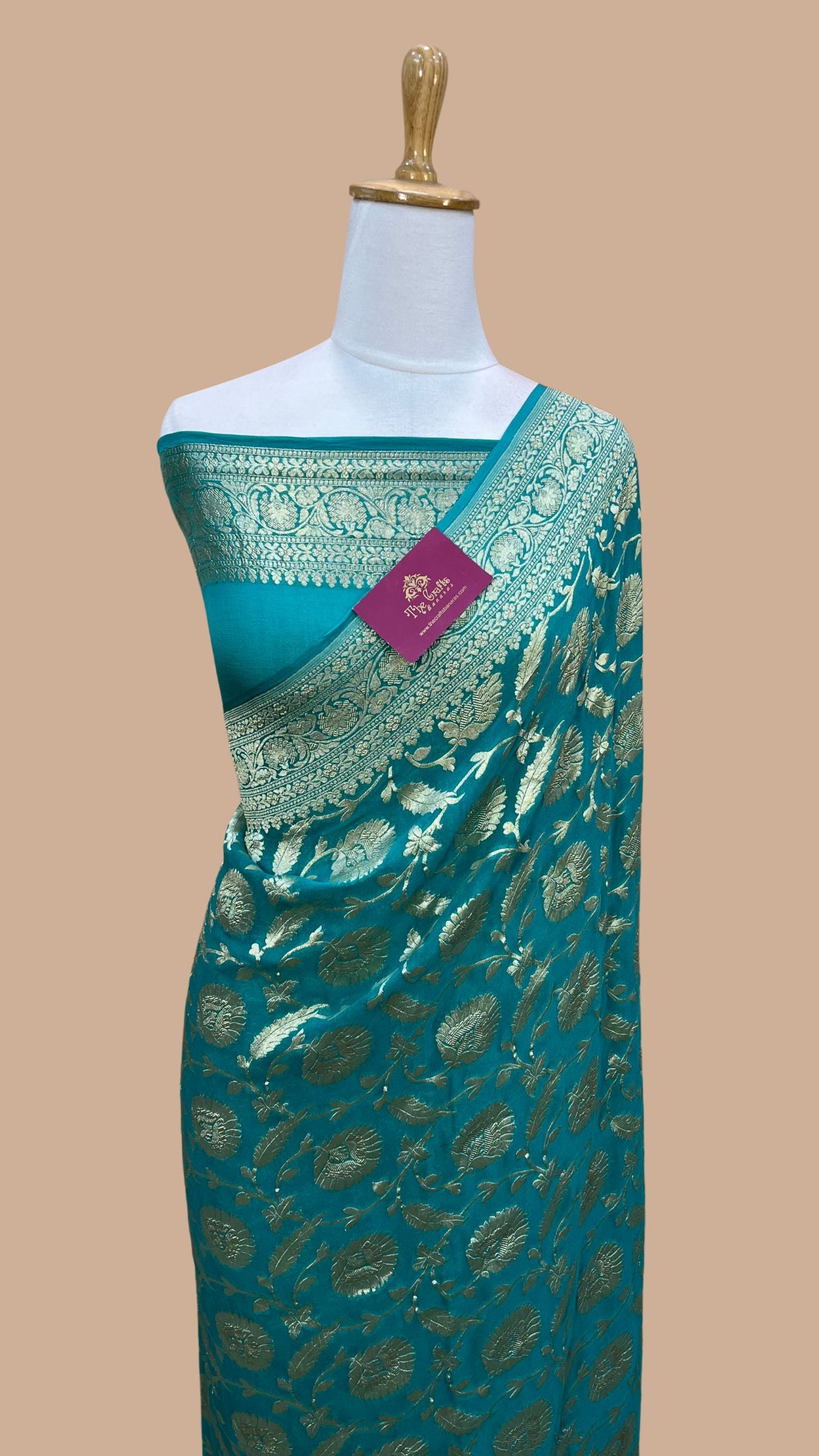 Khaddi Georgette Banarasi Saree - Water Zari