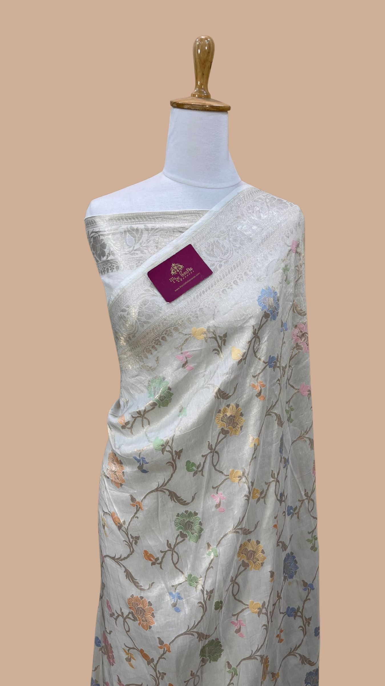 Tissue Georgette Handloom Banarasi Saree - Jaal with Meenakari