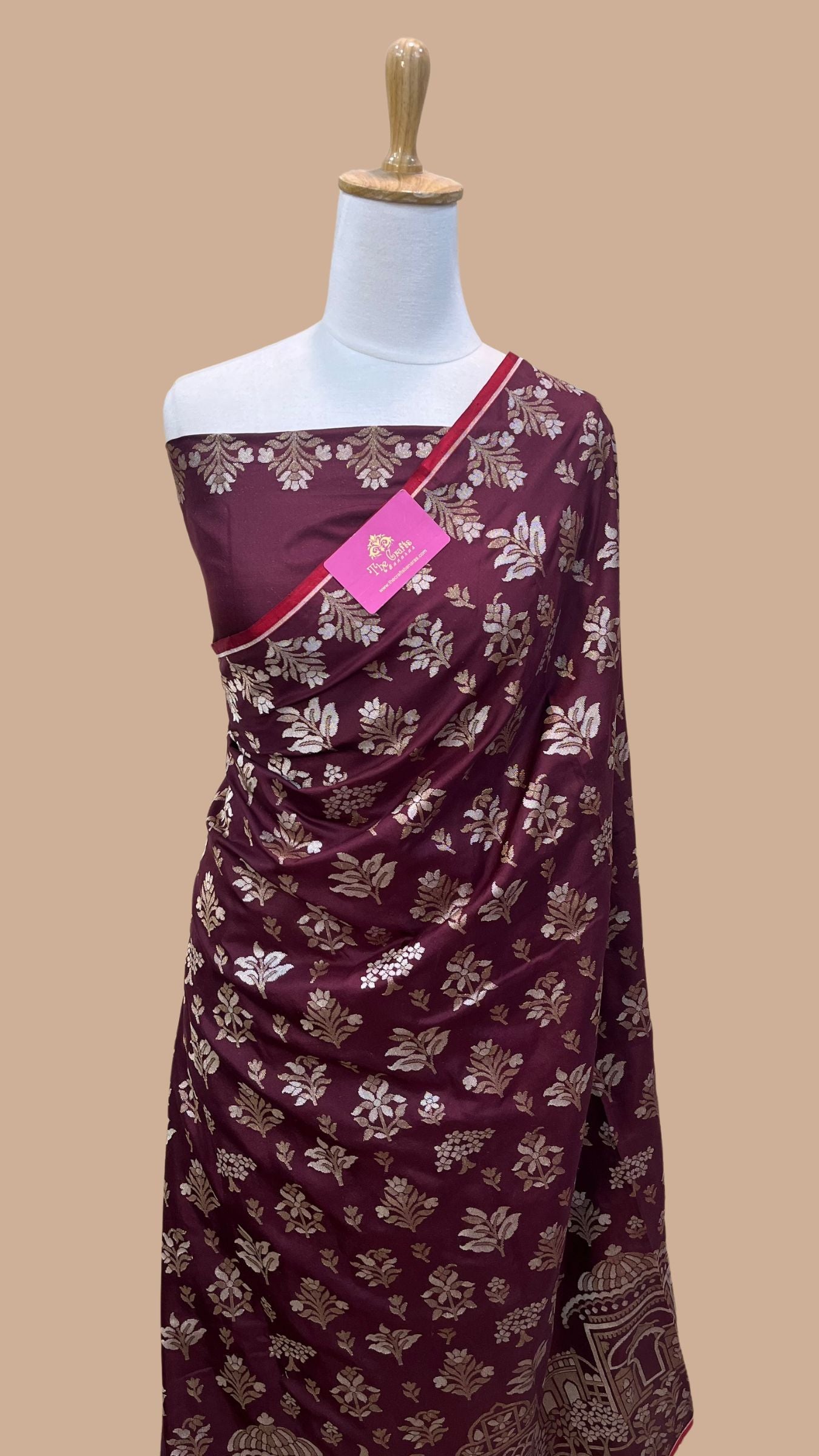 Pure Ektara katan Jamdani Banarasi Saree - Alfi