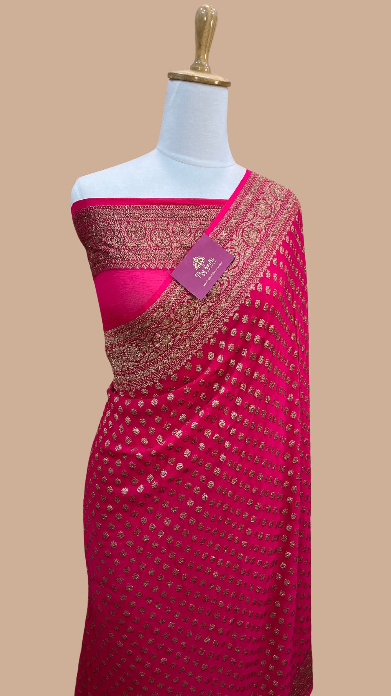 Pure Crepe Georgette Banarasi Saree - Antique Zari