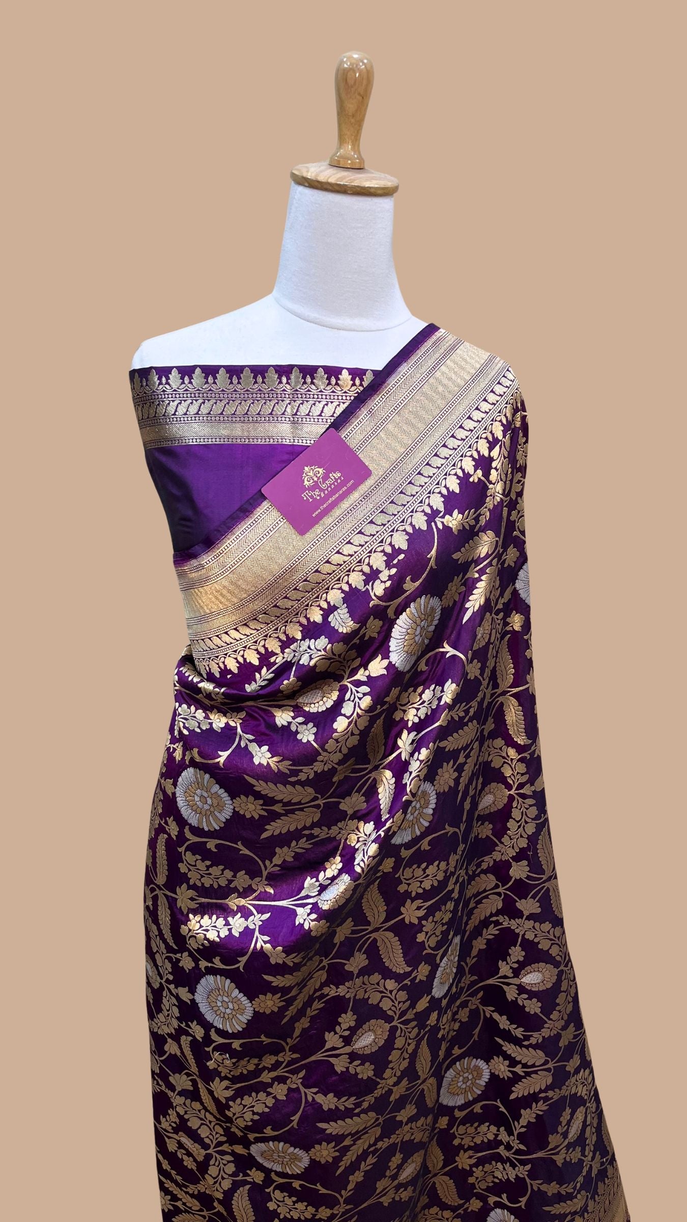 Pure Katan Silk Handloom Banarasi Saree - All over Sona Roopa Jaal work
