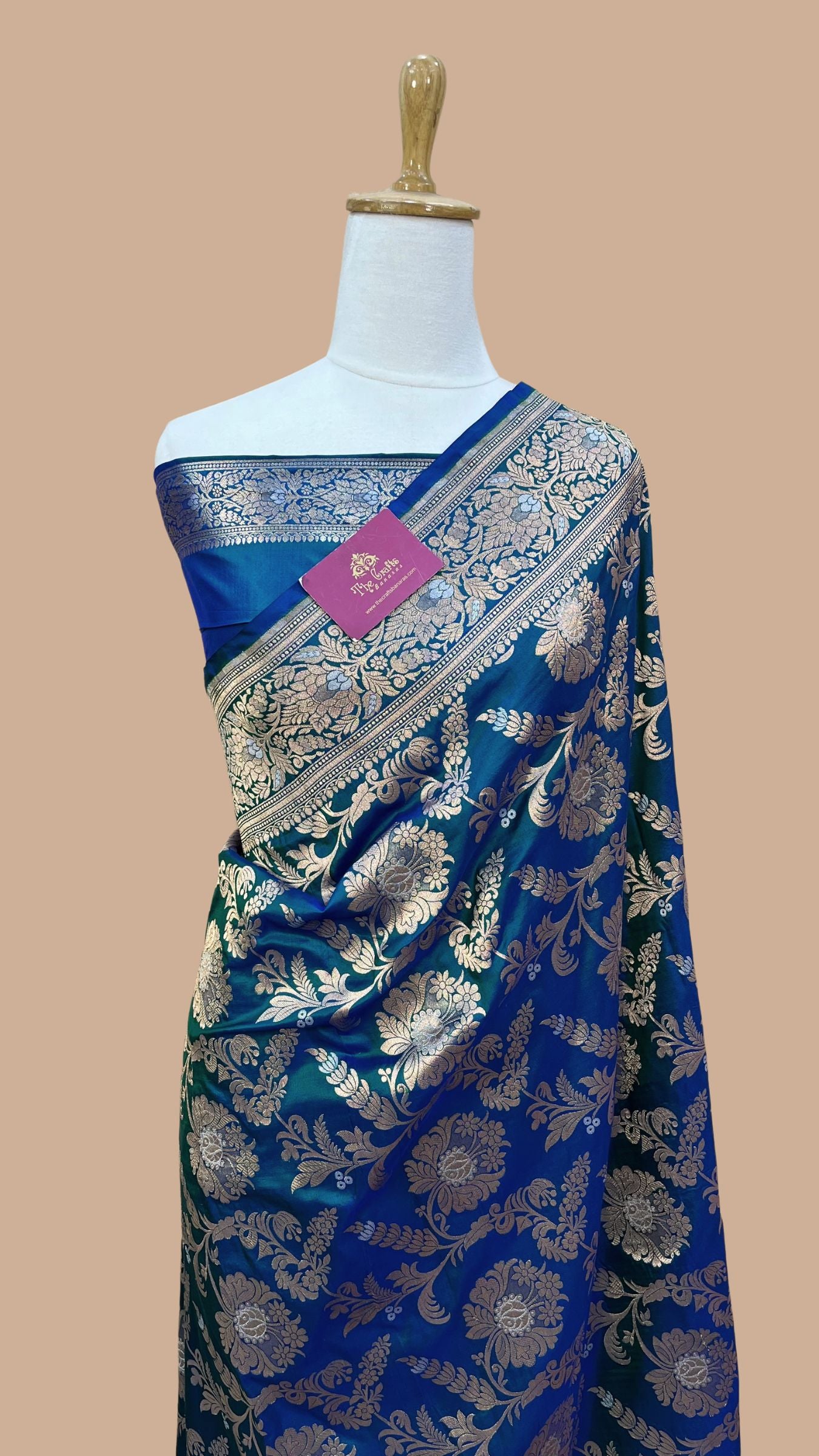 Pure Katan Silk Handloom Banarasi Saree - All over Sona Roopa Jaal work