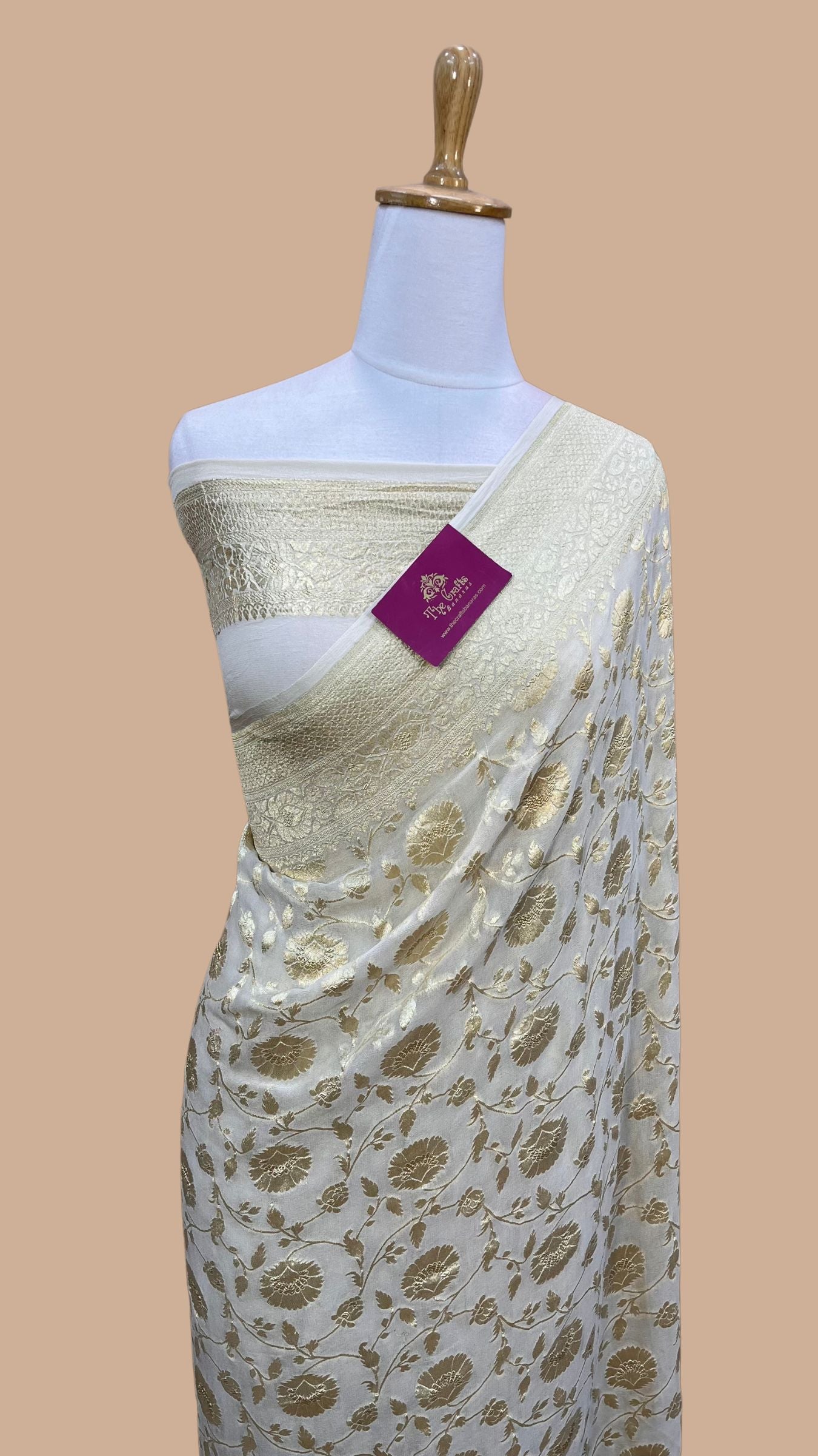 Khaddi Georgette Banarasi Saree - Water Zari