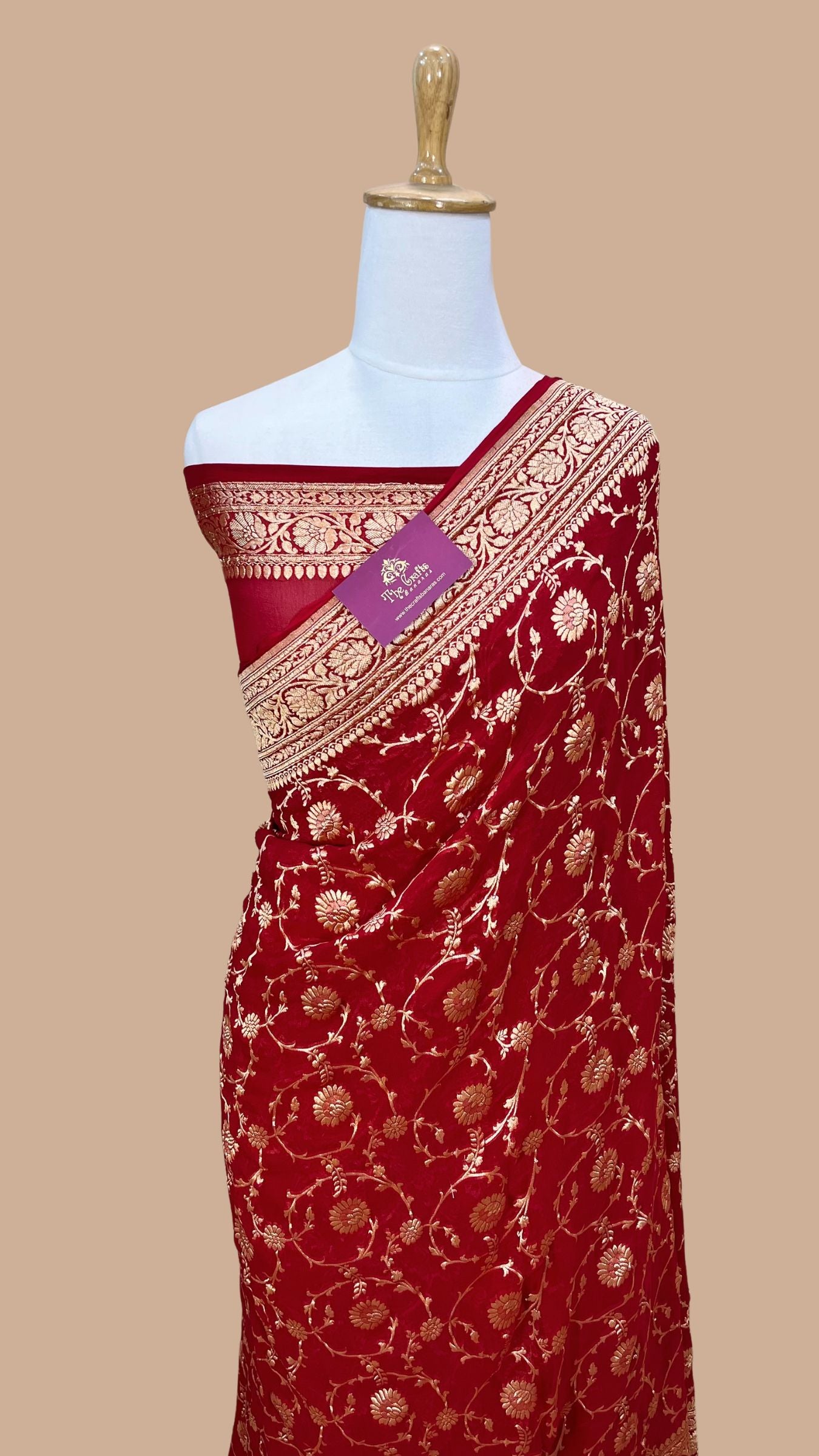 Khaddi Georgette Banarasi Saree - Gold Zari