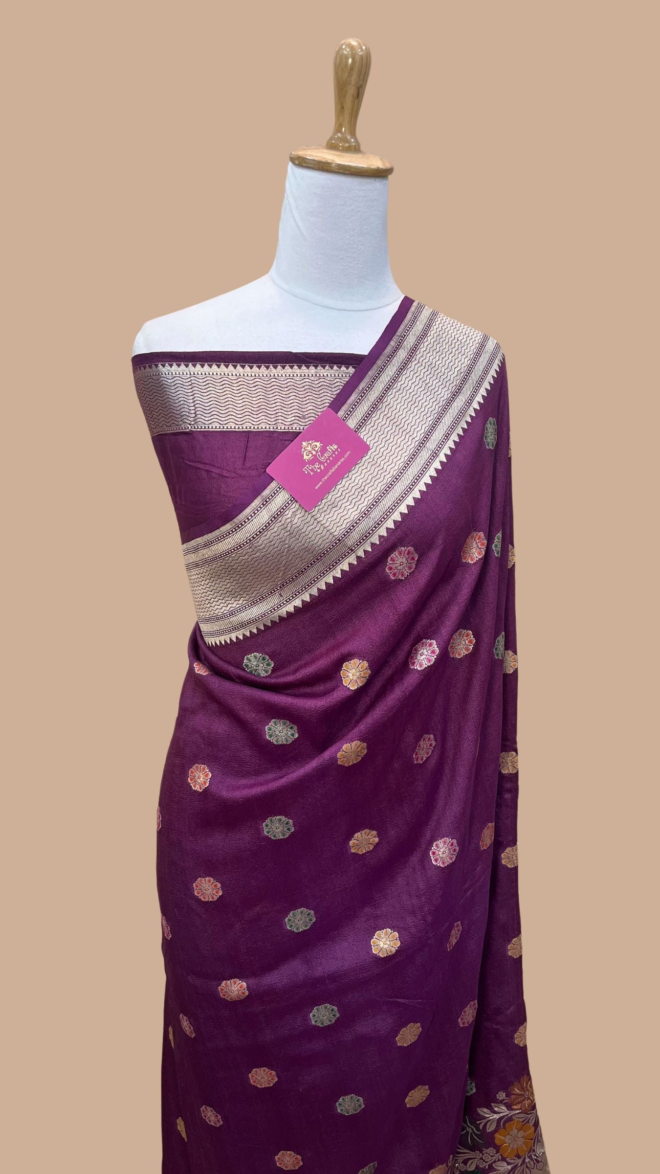 Tussar Georgette Handloom Banarasi Saree - Meenakari