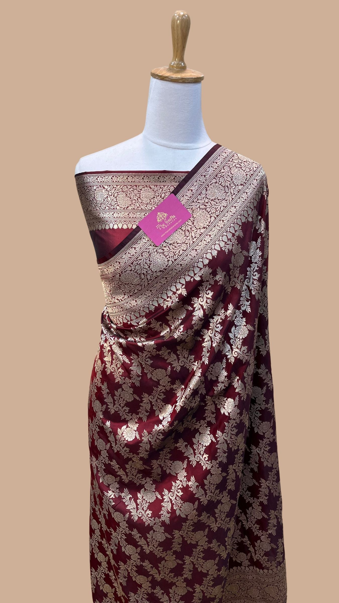 Pure Katan Silk Handloom Banarasi Saree - Jaal work