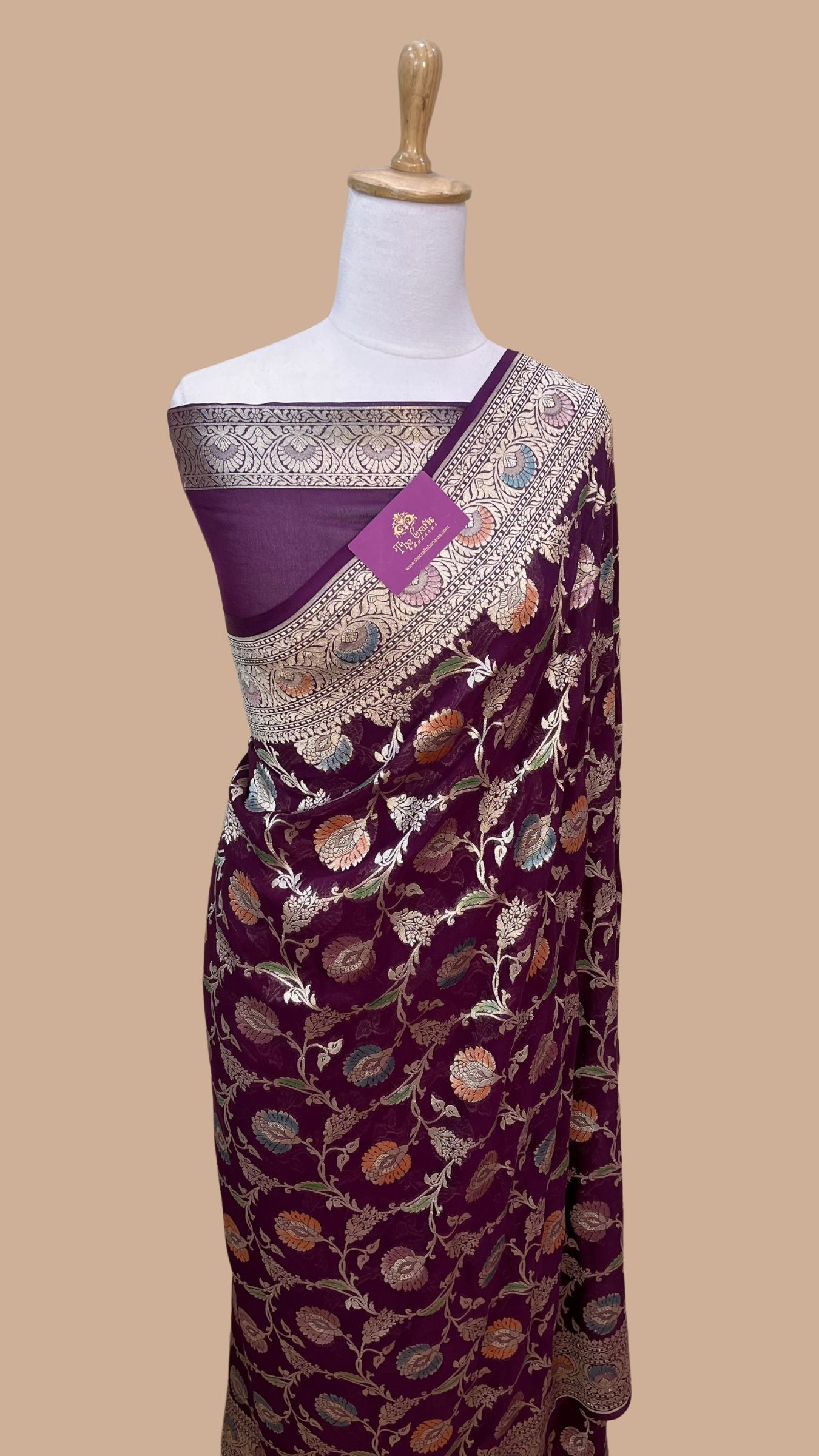 Khaddi Georgette Handloom Banarasi Saree