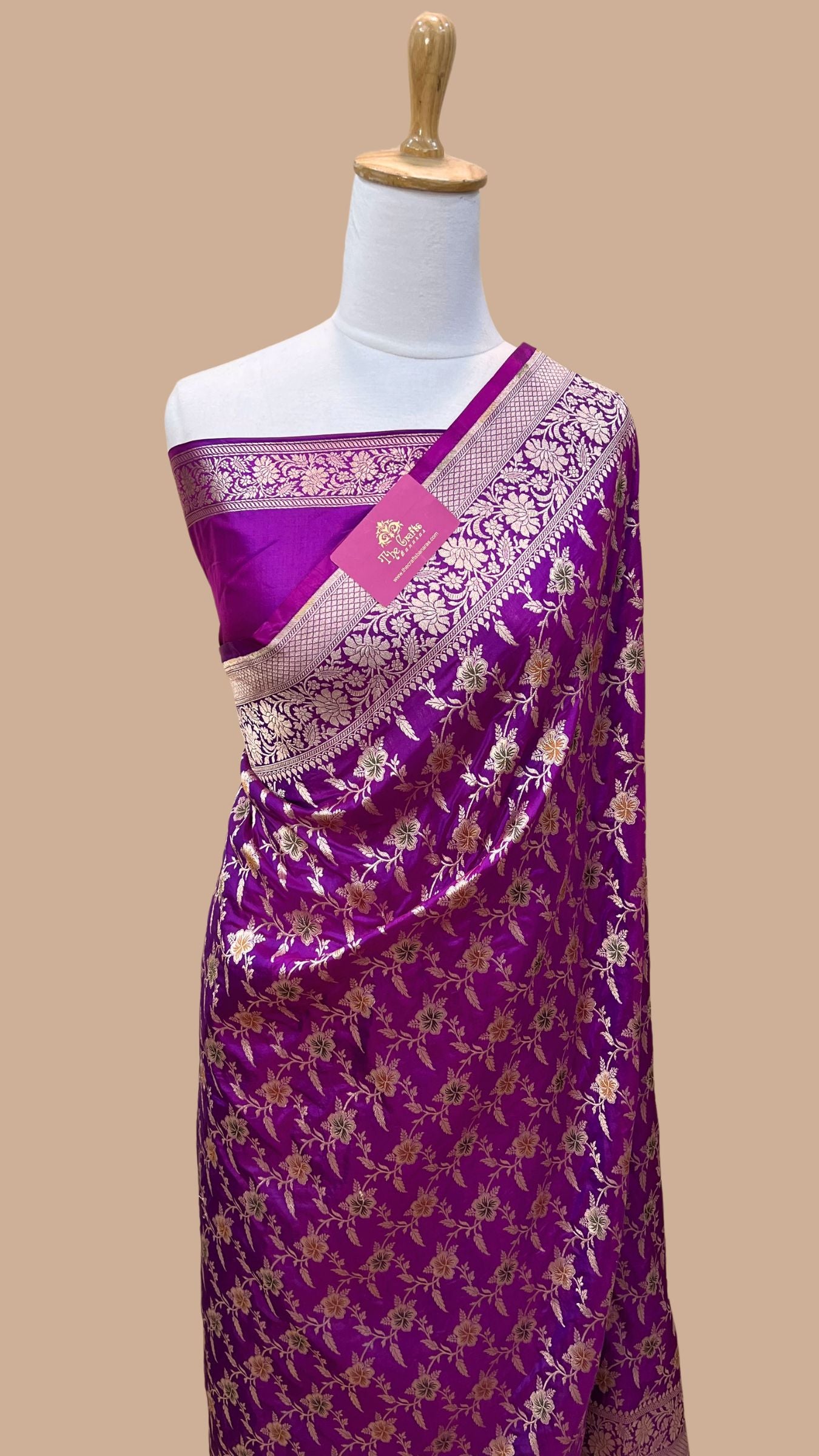 Pure Katan Silk Handloom Banarasi Saree - All over Meenakari Jaal work