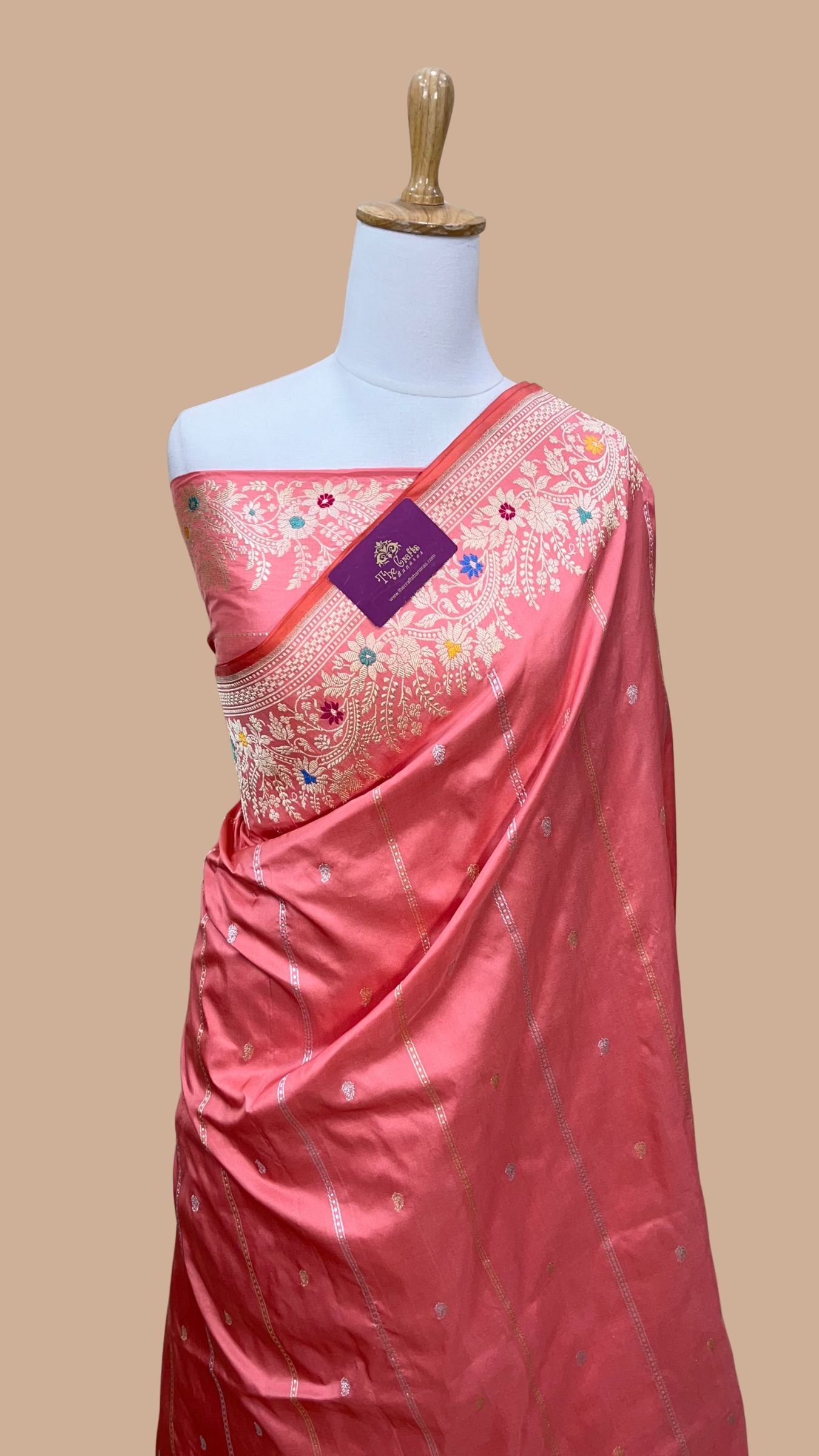 Pure Katan Silk Handloom Banarasi Saree - With Kadhua Meenakari work