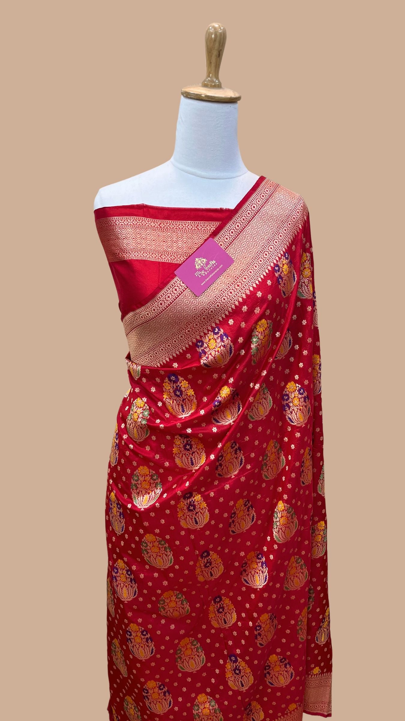 Pure Katan Silk Handloom Banarasi Saree - All over Meenakari Jaal work