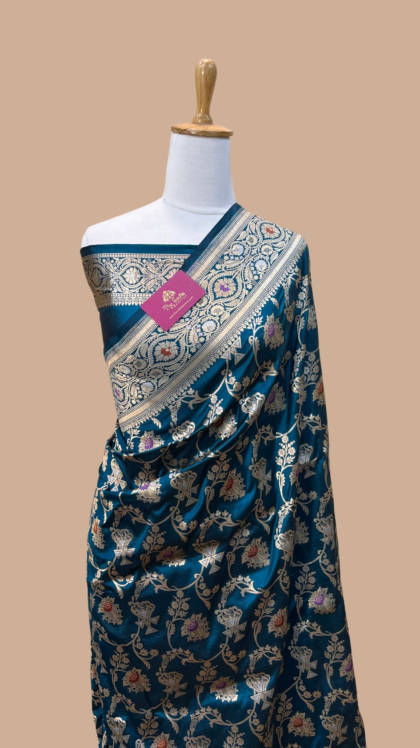 Pure Katan Silk Handloom Banarasi Saree - All over meenakari Jaal work