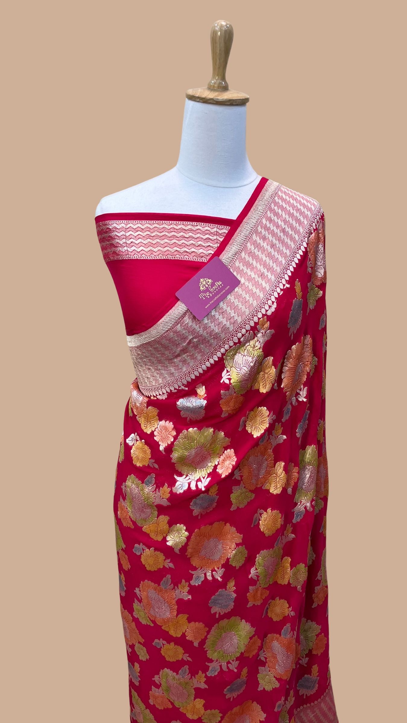 Khaddi Georgette Handloom Banarasi Saree - Water Zari