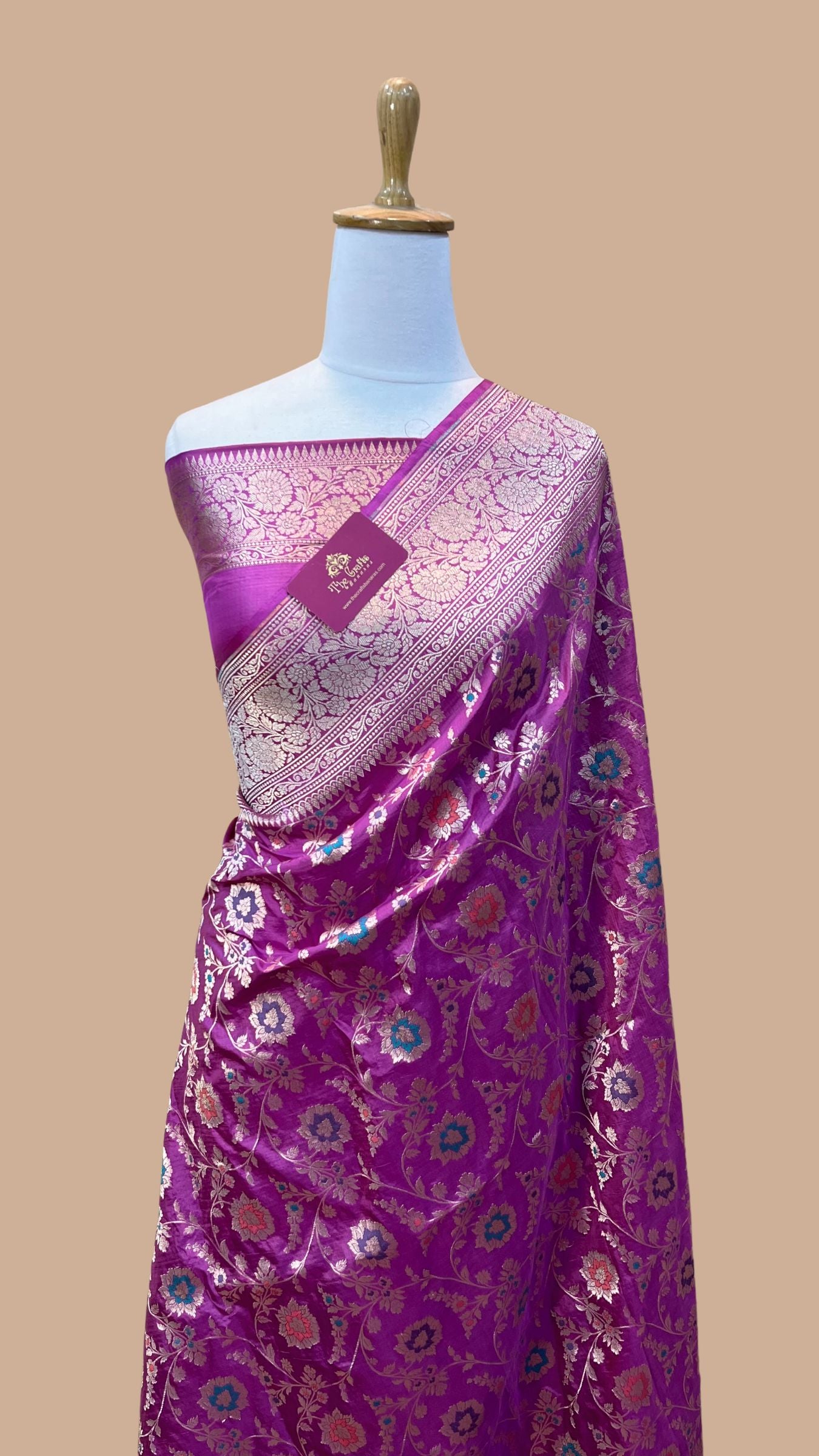 Pure Katan Silk Handloom Banarasi Saree - All over Meenakari Jaal work