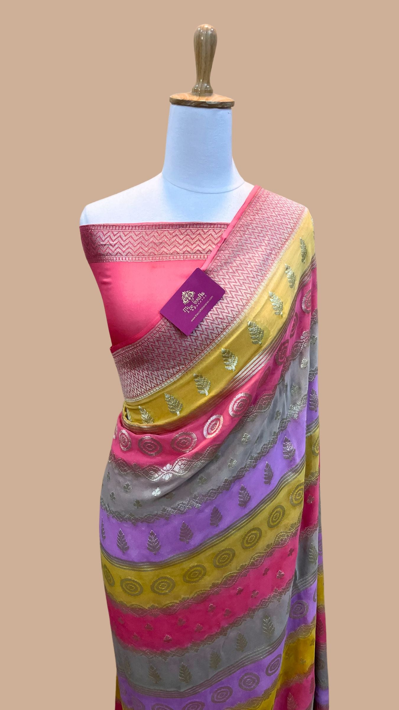 Khaddi Georgette Handloom Banarasi Saree