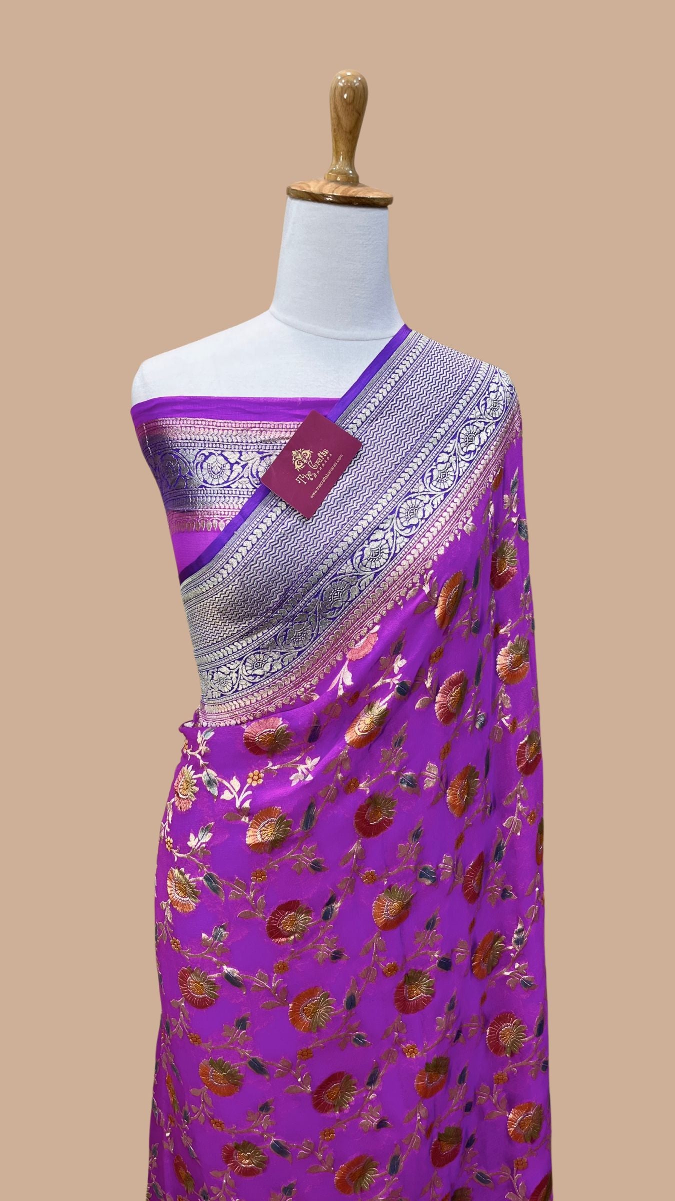 Khaddi Georgette Handloom Banarasi Saree - Water Zari