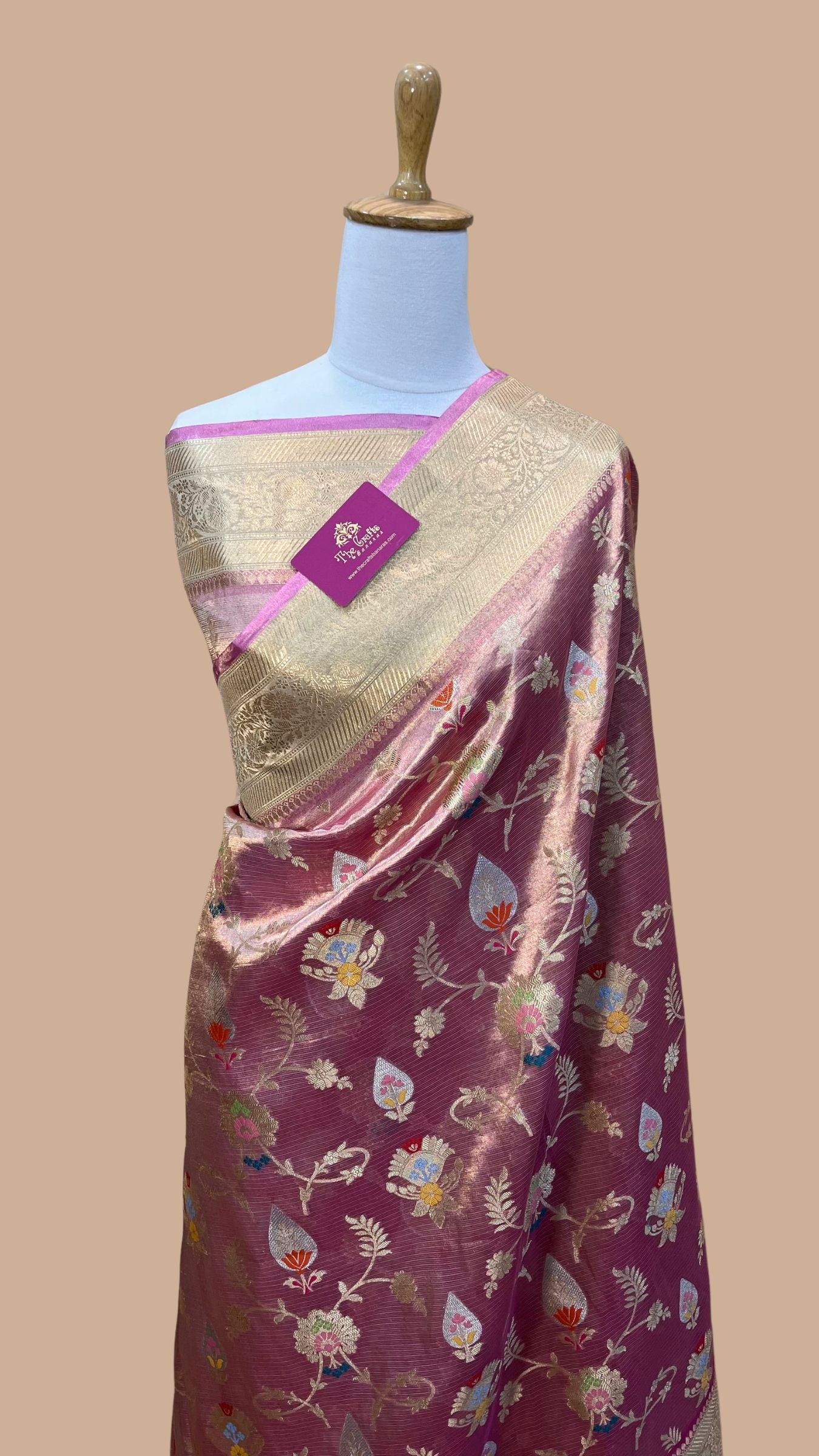 Pure Zari Kota Tissue Silk Handloom  Banarasi Saree - Meenakari