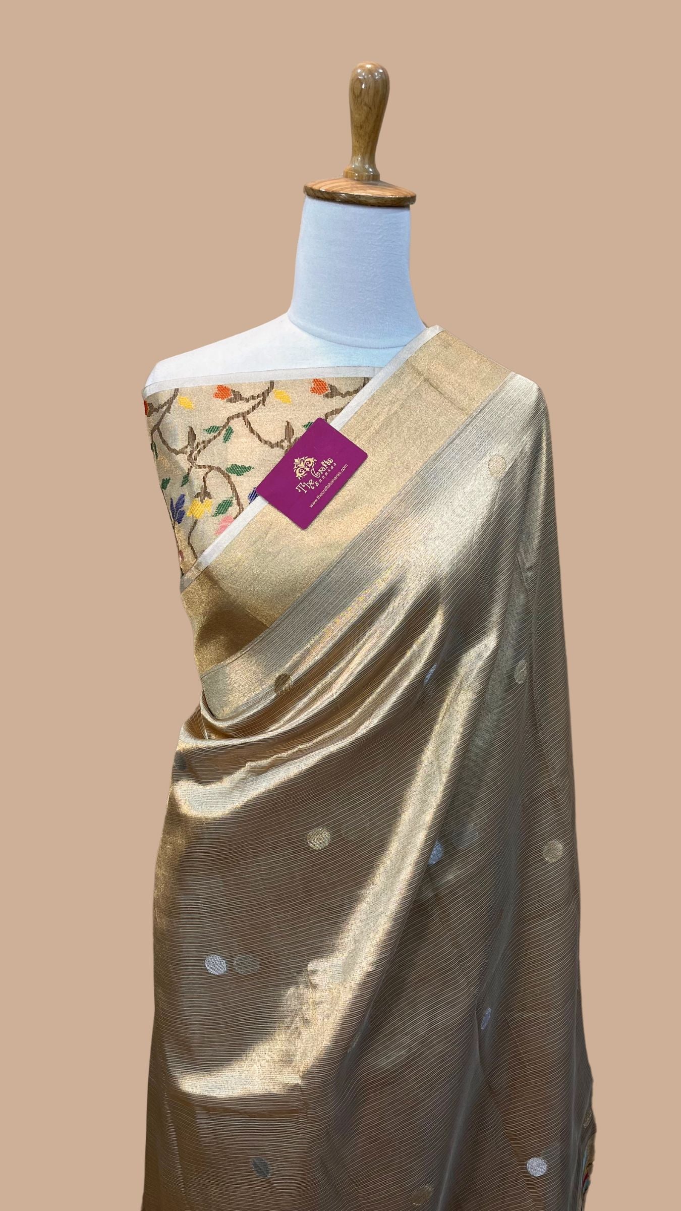 Pure Zari Kota Tissue Silk Handloom  Banarasi Saree - Meenakari