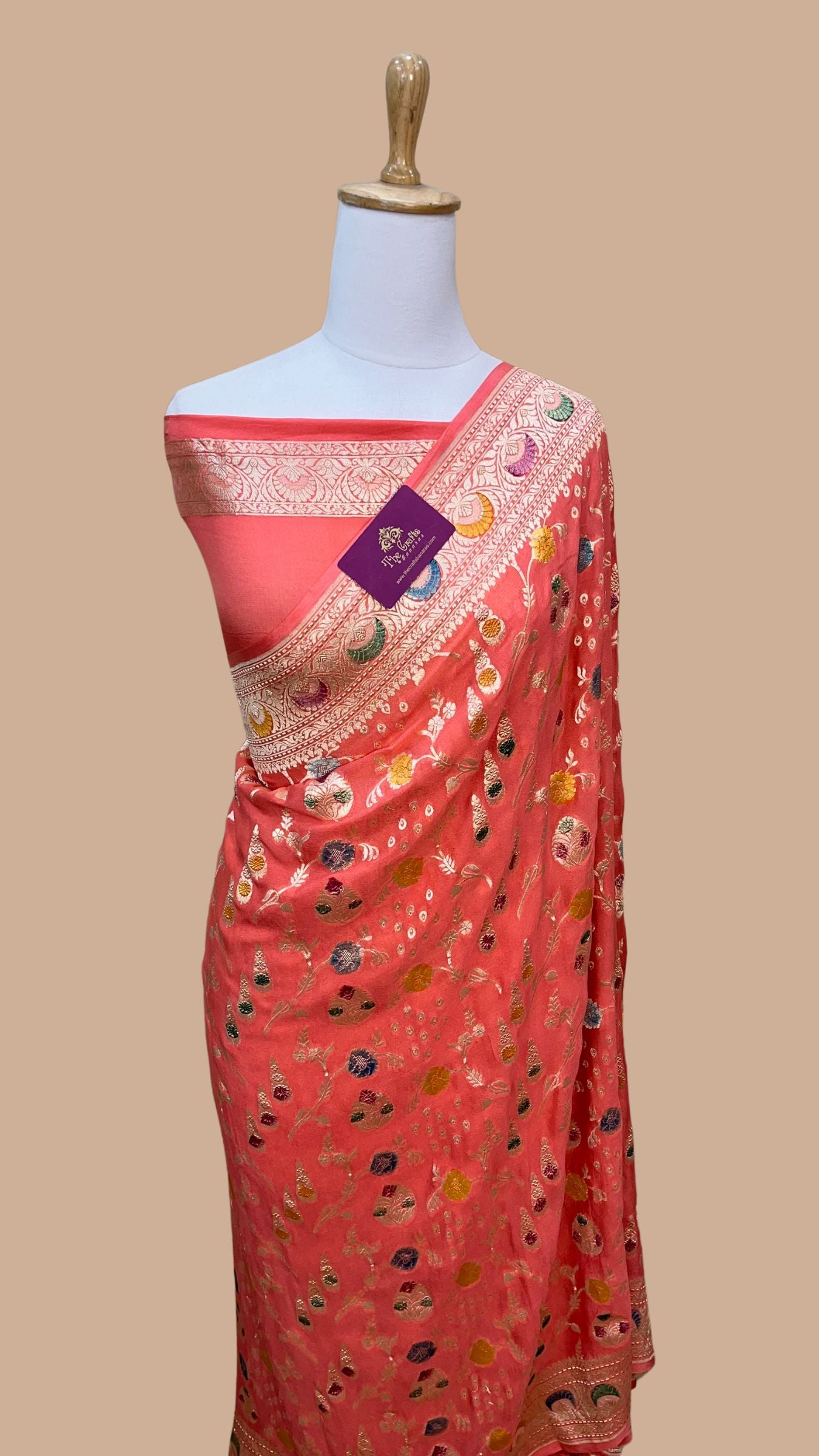 Khaddi Georgette Handloom Banarasi Saree