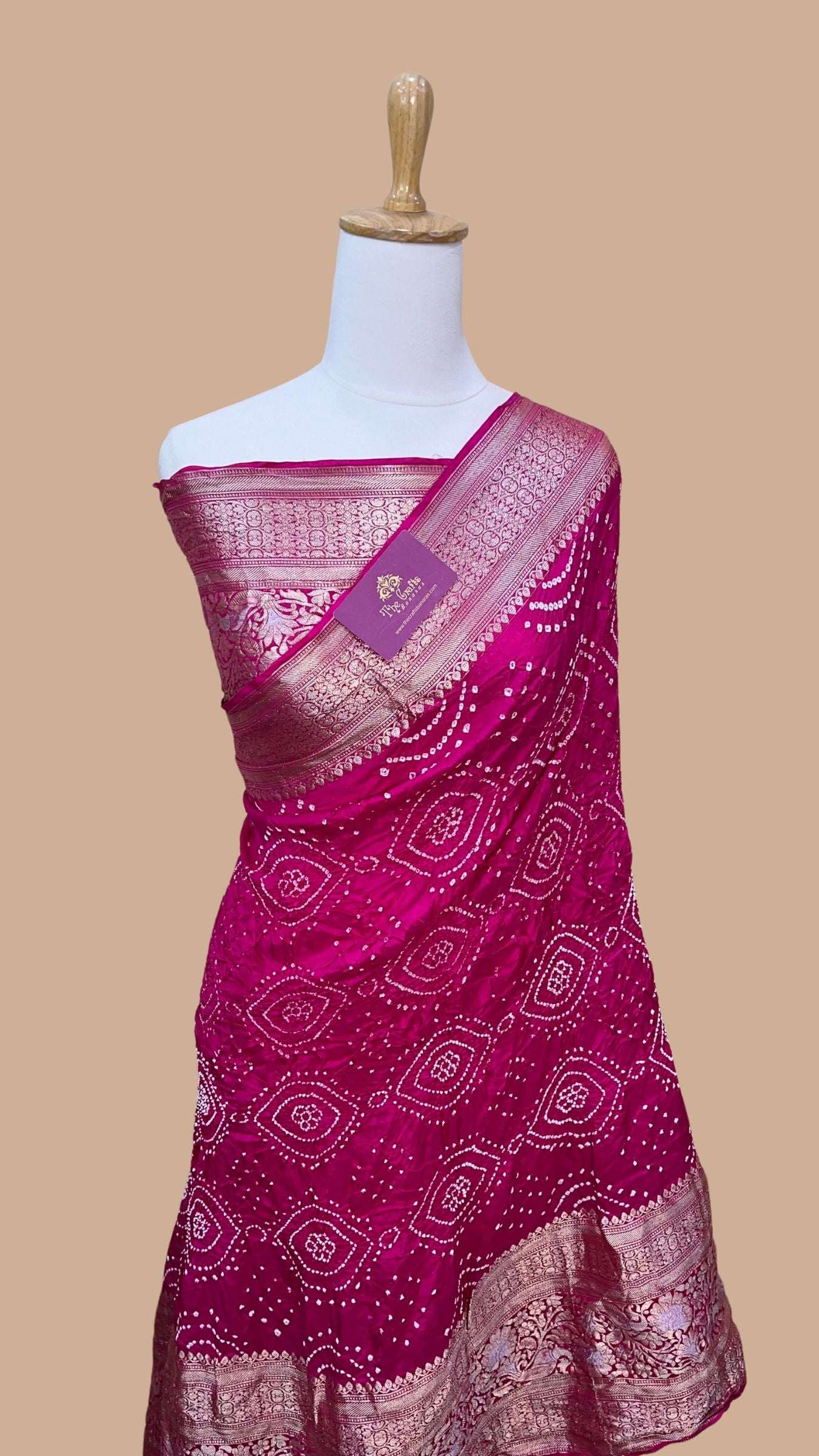 Pure Katan Silk Handloom Bandhej Banarasi Saree
