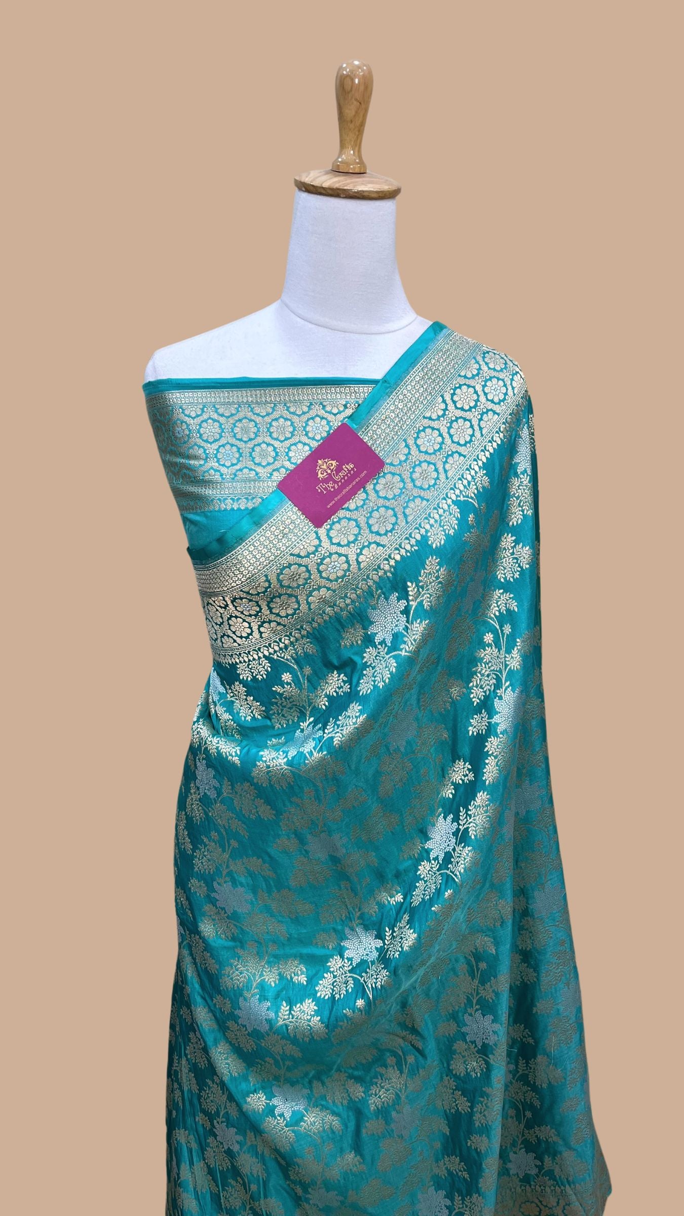 Pure Katan Silk Handloom Banarasi Saree - All over Sona Roopa Jaal work