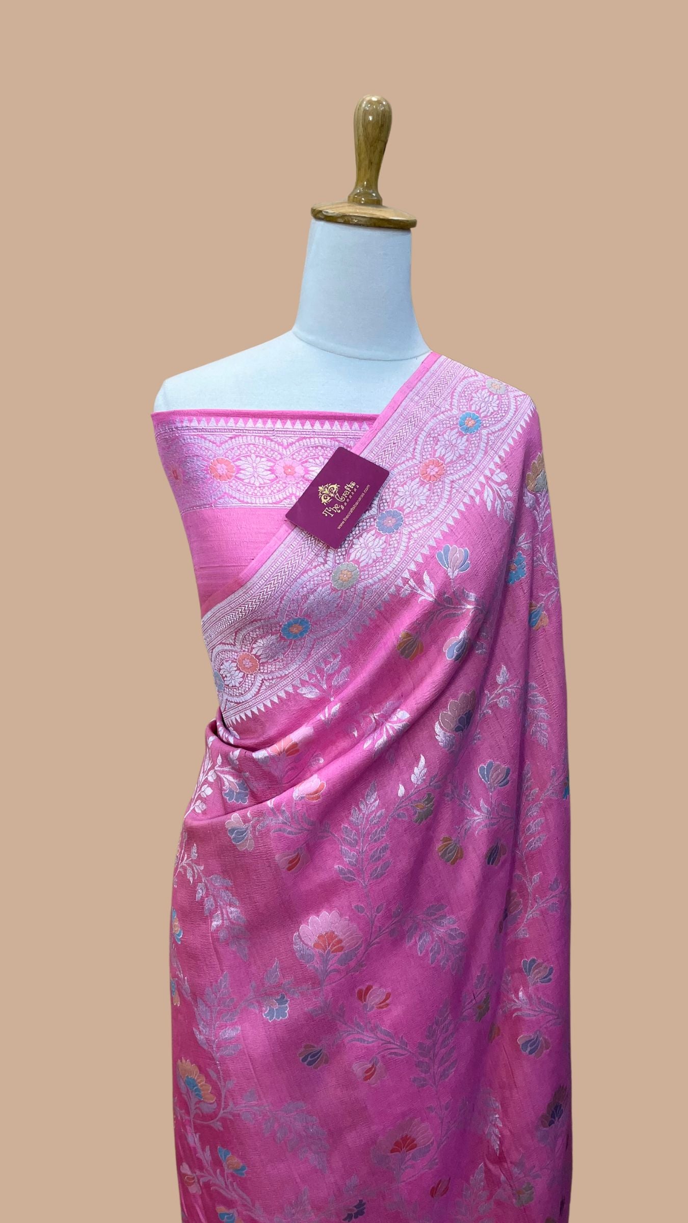 Tissue Georgette Handloom Banarasi Saree - Jaal with Meenakari