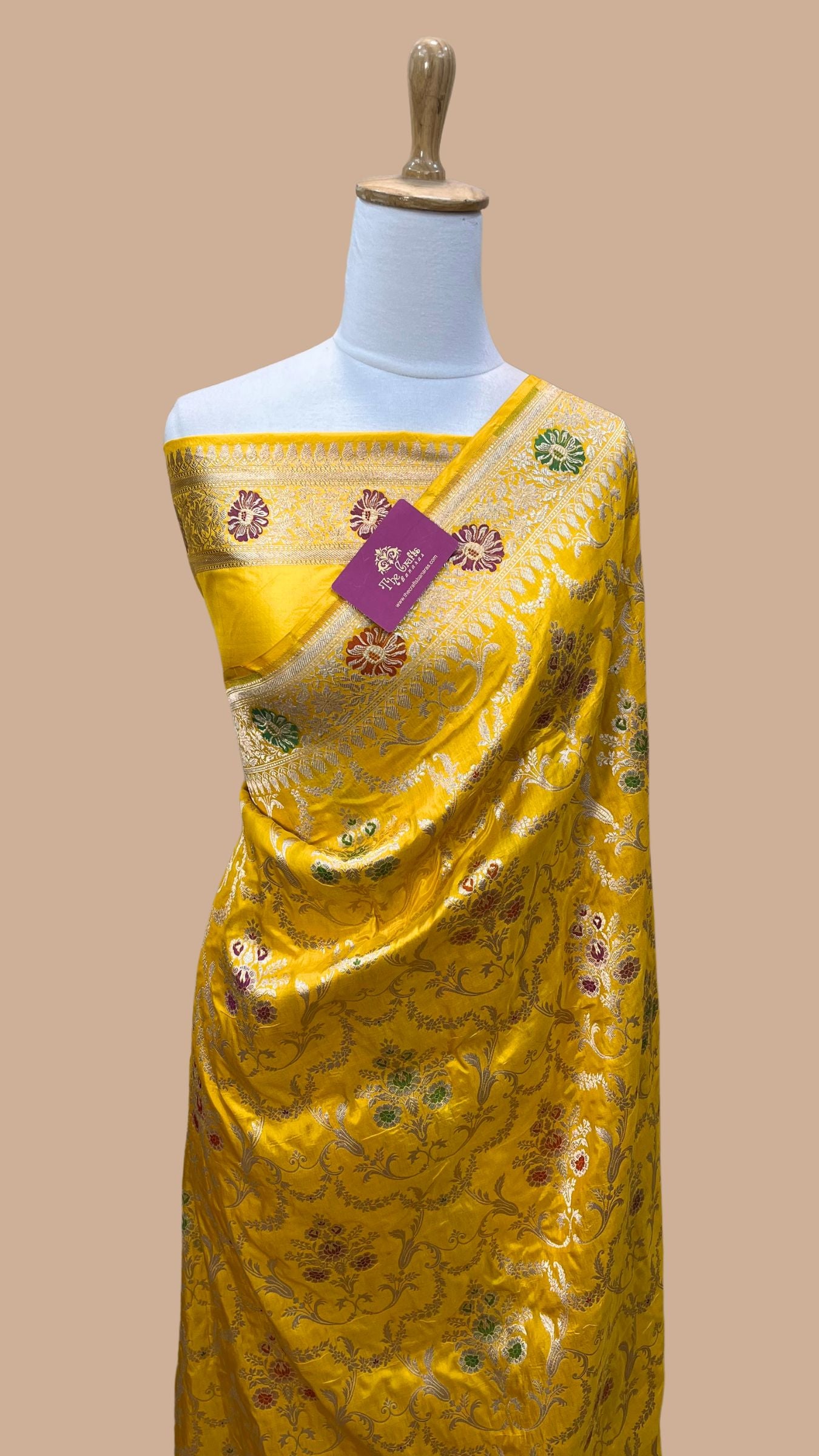 Pure Katan Silk Handloom Banarasi Saree - All over Meenakari Jaal work