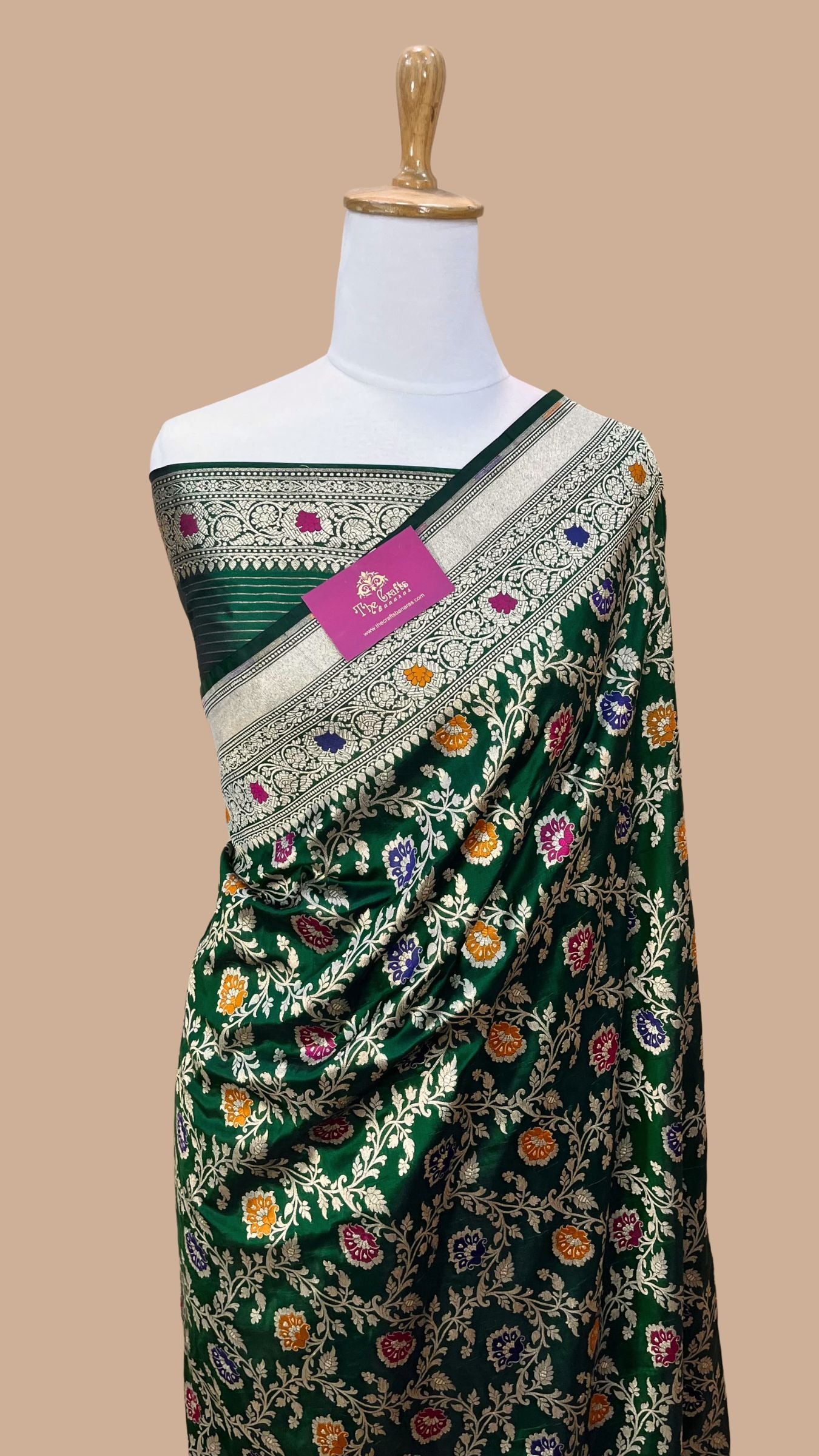 Pure Katan Silk Handloom Banarasi Saree - All over Meenakari Jaal work