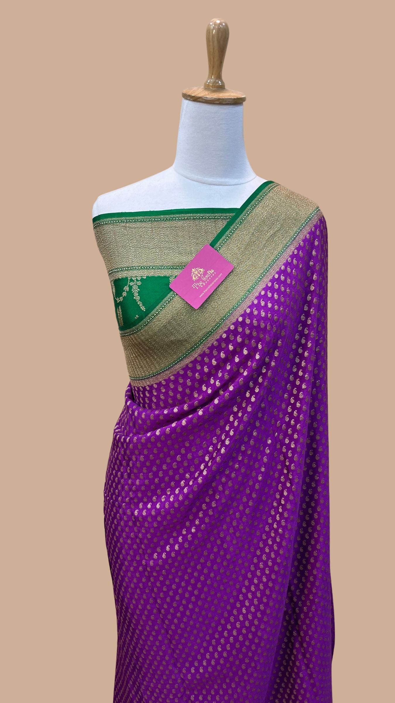 Pure Crepe Georgette Banarasi Saree - Antique Zari