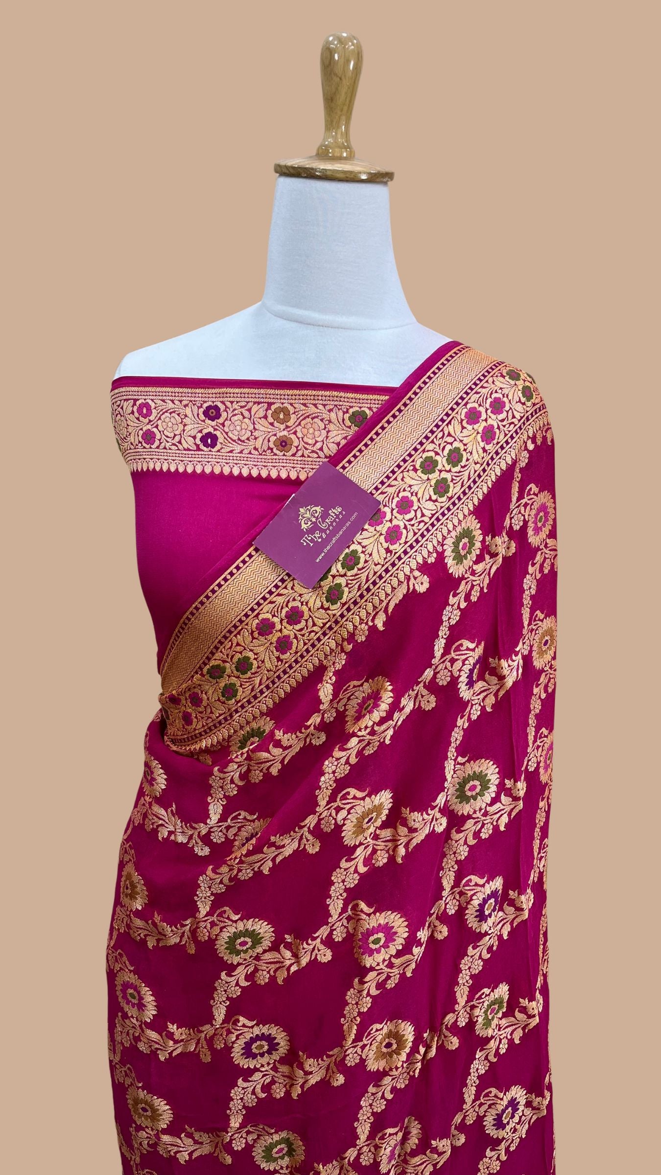 Pure Khaddi Chiffon Banarasi Saree - Meenakari