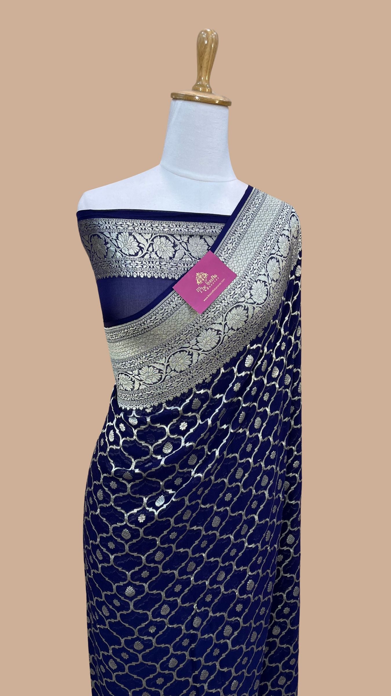 Khaddi Georgette Banarasi Saree - Water Zari