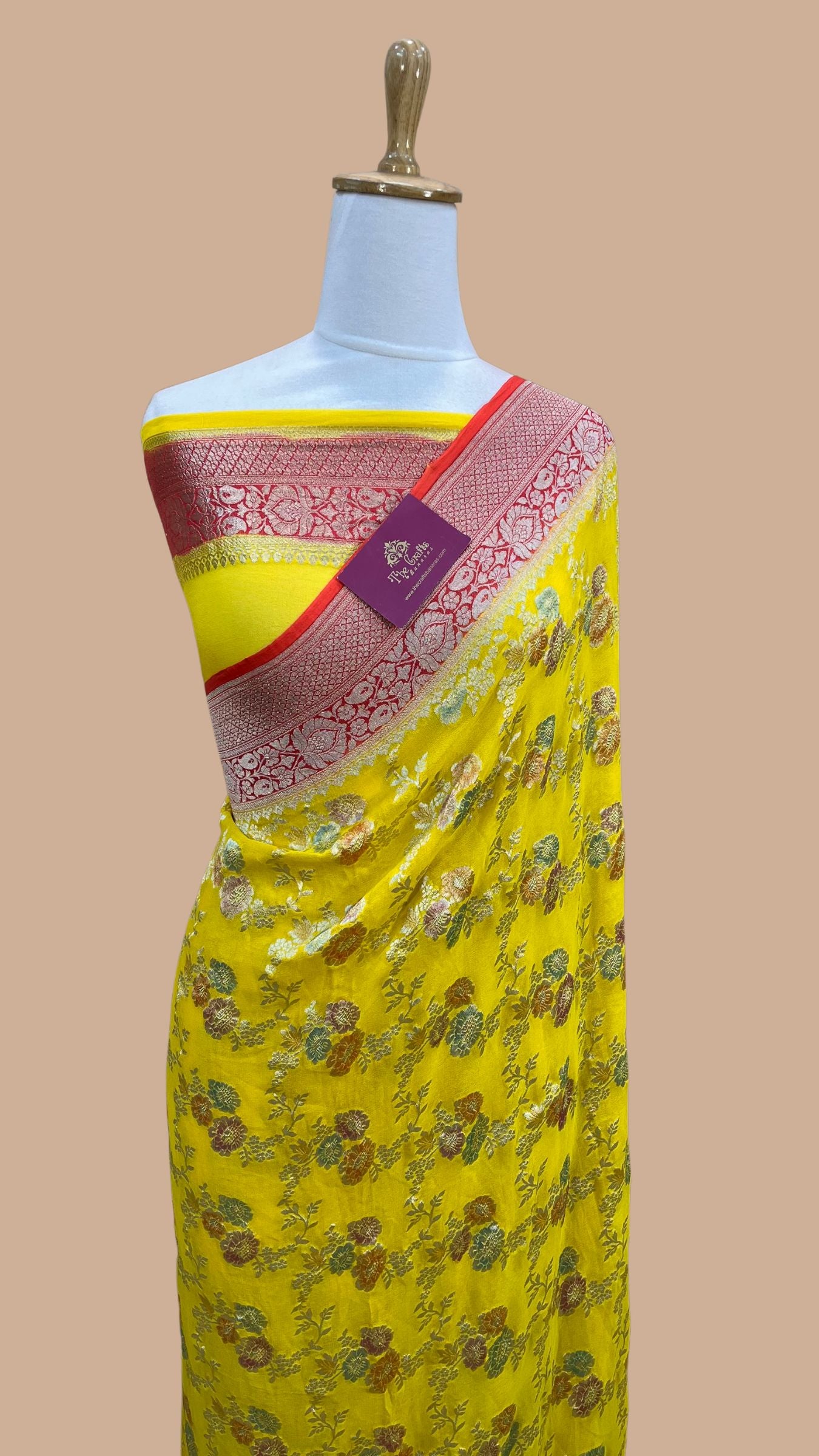 Khaddi Georgette Handloom Banarasi Saree - Water Zari