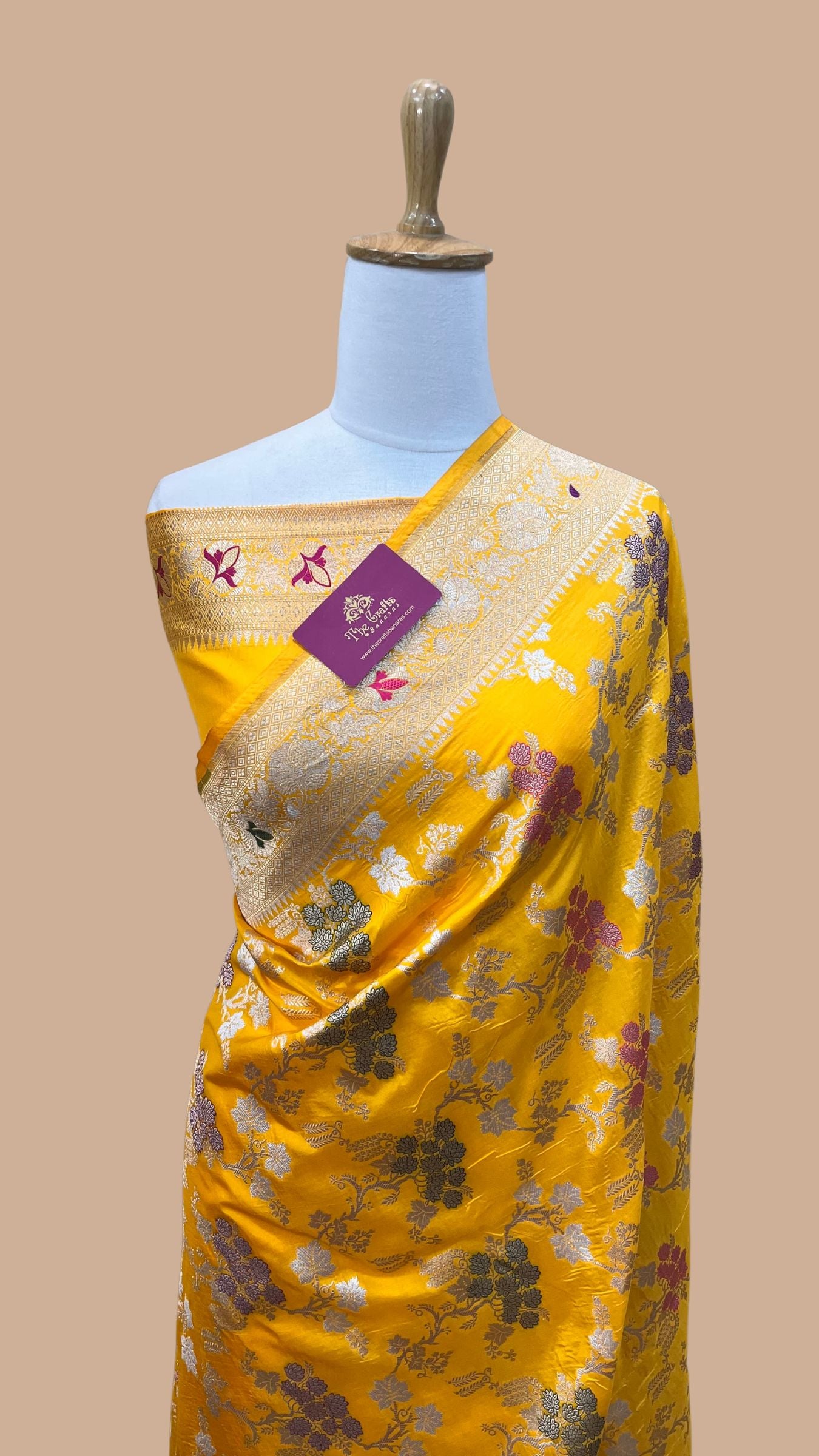 Pure Katan Silk Handloom Banarasi Saree - All over Meenakari Jaal work