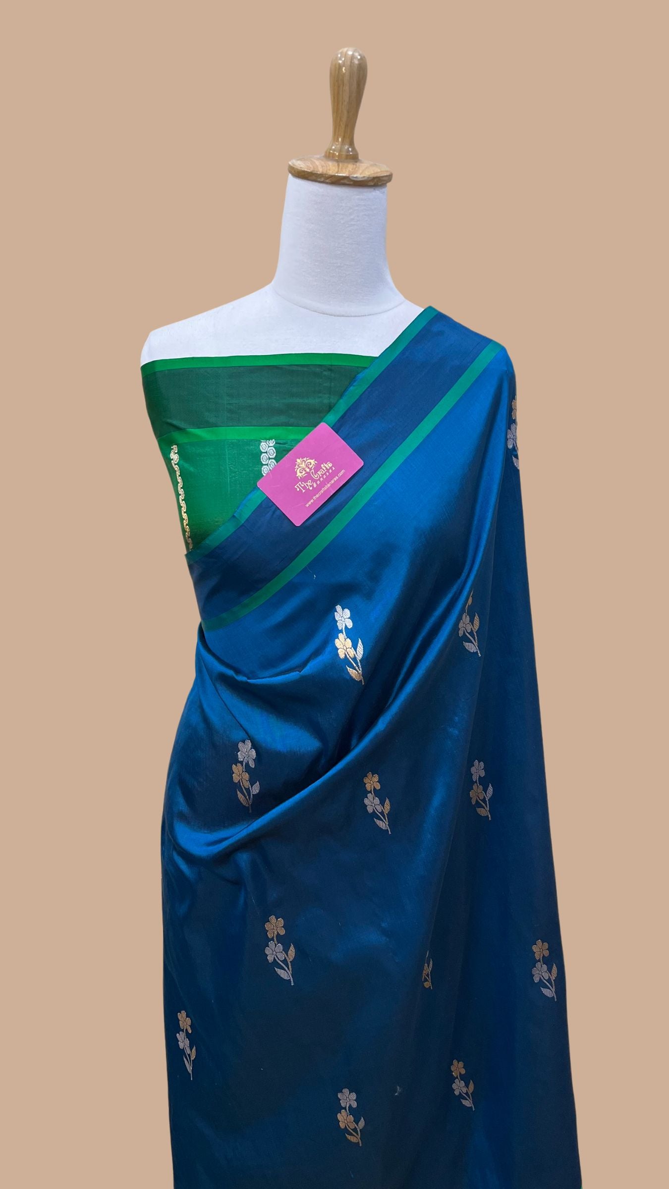 Pure Mango Silk Handloom Banarasi Saree - With Sona Roopa Motifs