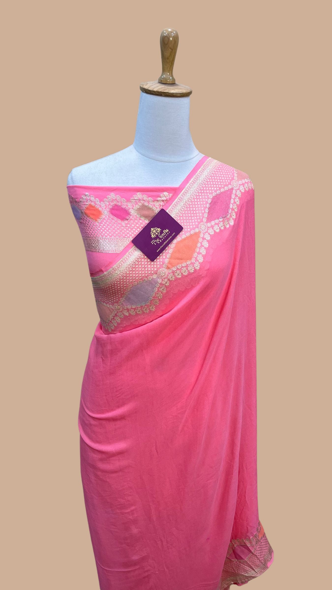 Khaddi Georgette Handloom Banarasi Saree - Water Zari