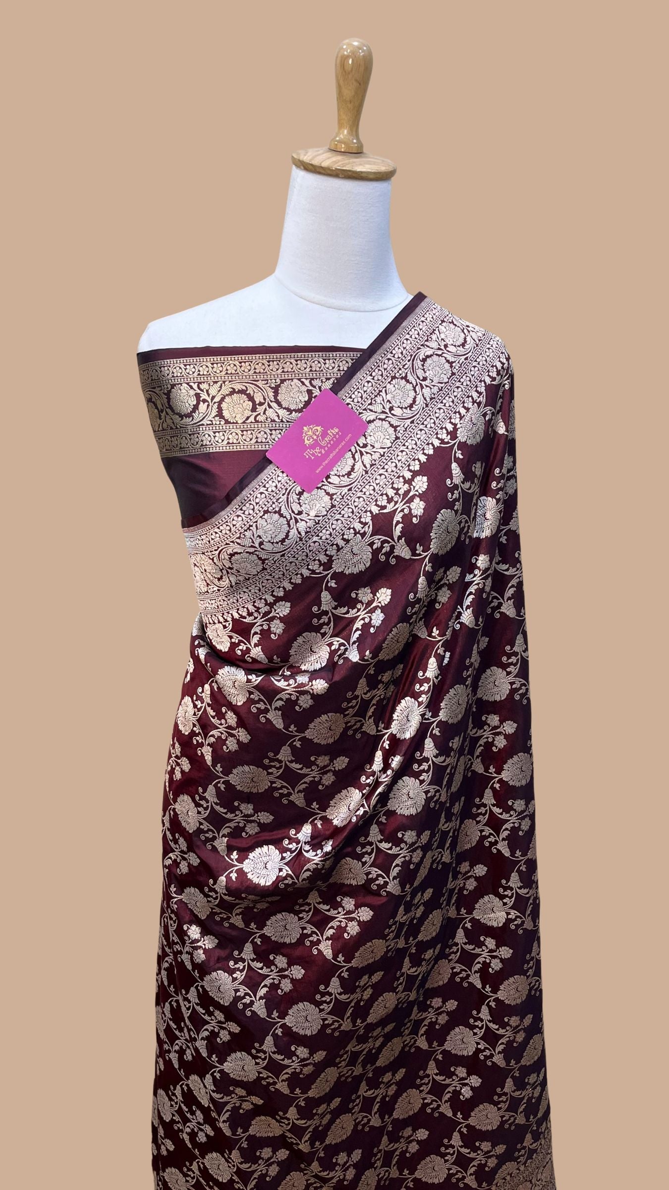 Pure Katan Silk Handloom Banarasi Saree - Jaal work