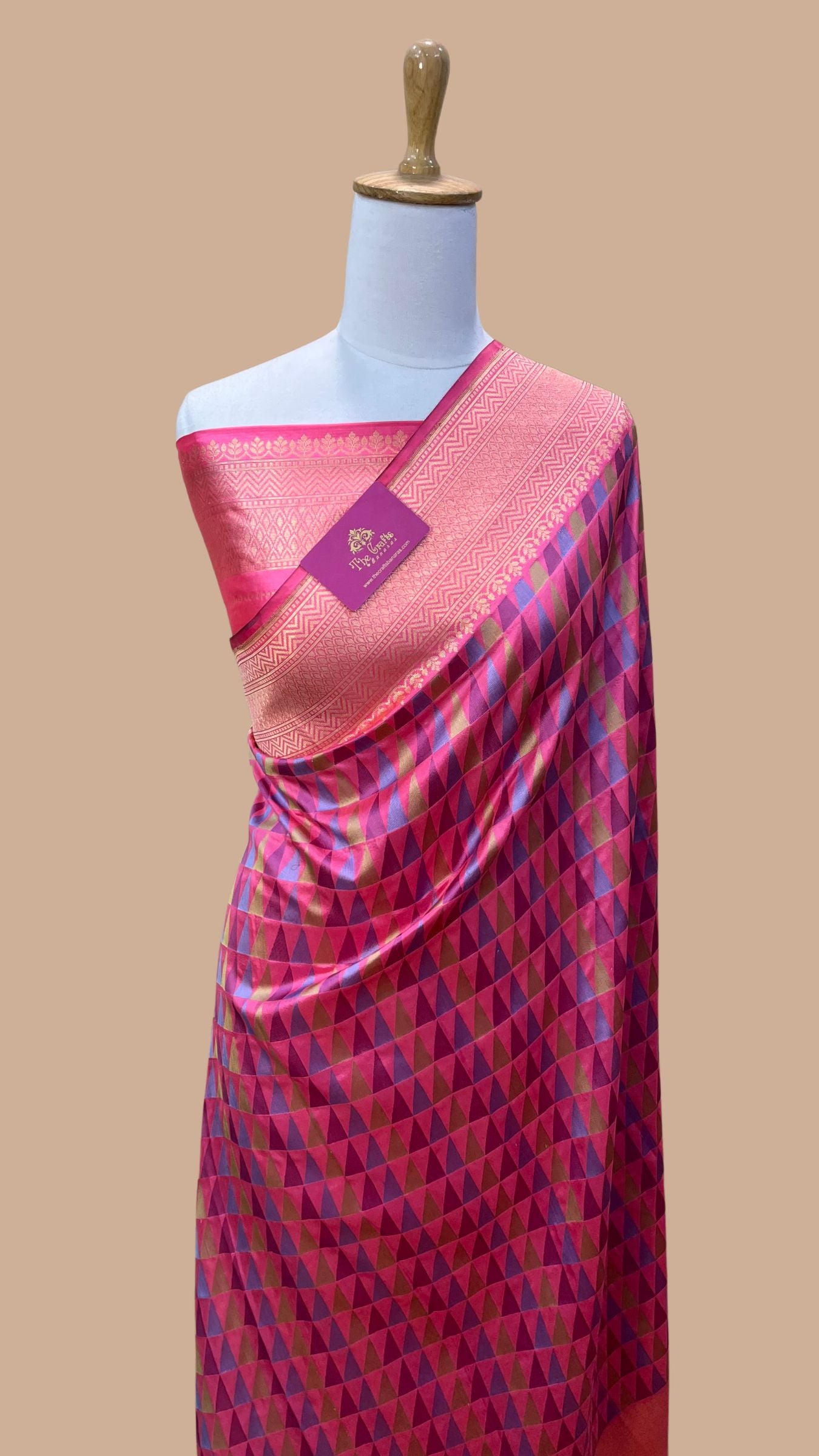 Multi Color Pure Katan Silk Handloom Banarasi Saree - with kadhua work