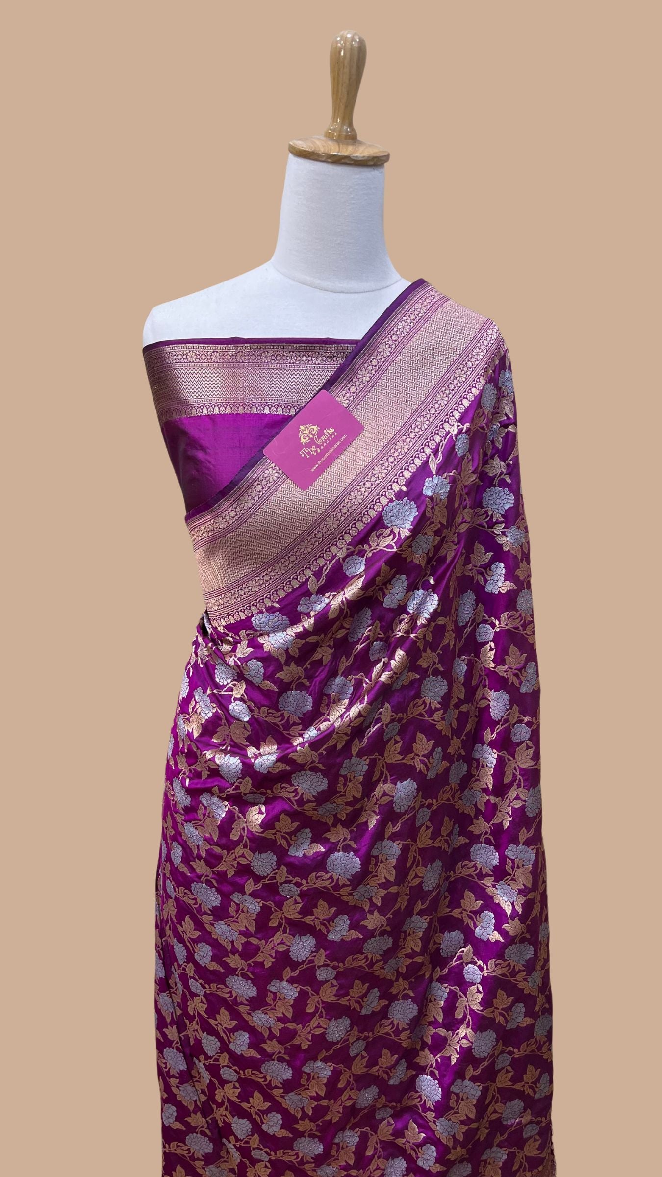 Pure Katan Silk Handloom Banarasi Saree - All over Sona Roopa Jaal work