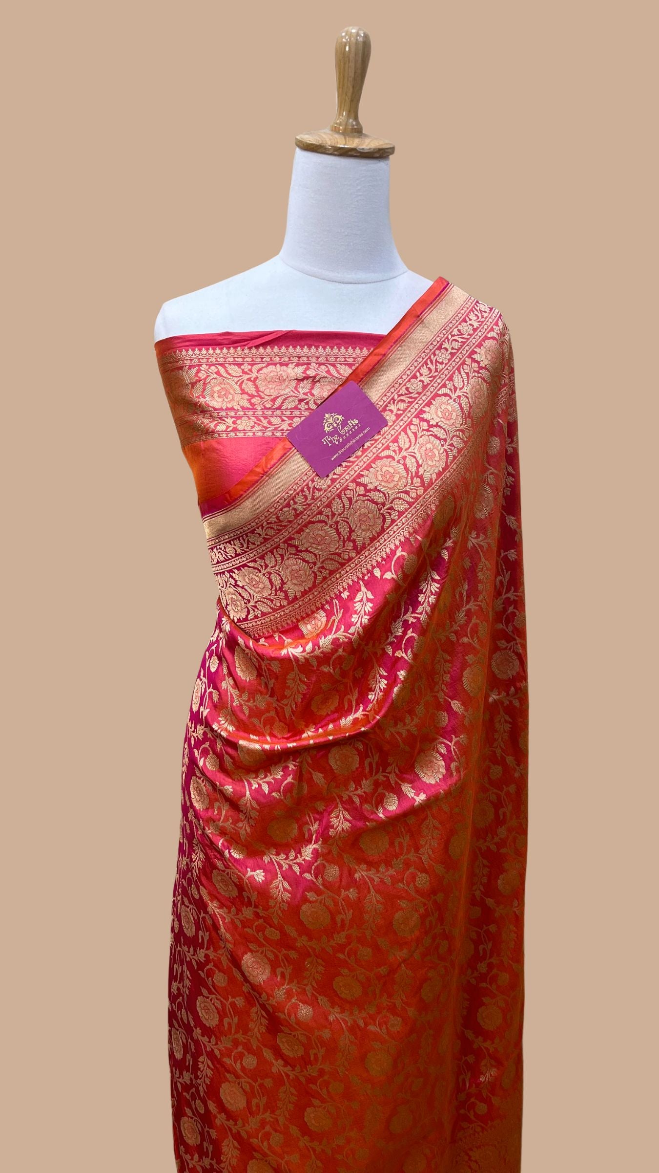 Pure Katan Silk Handloom Banarasi Saree - Jaal work