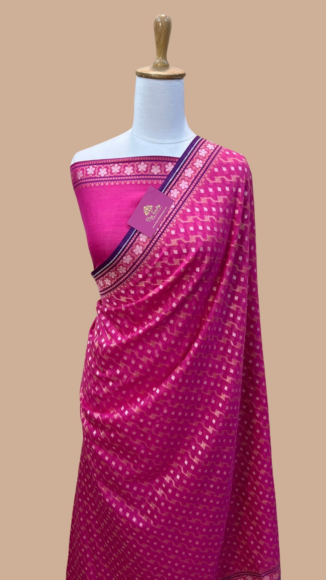 Pure Ektara Cotton Jamdani Banarasi Saree - Alfi