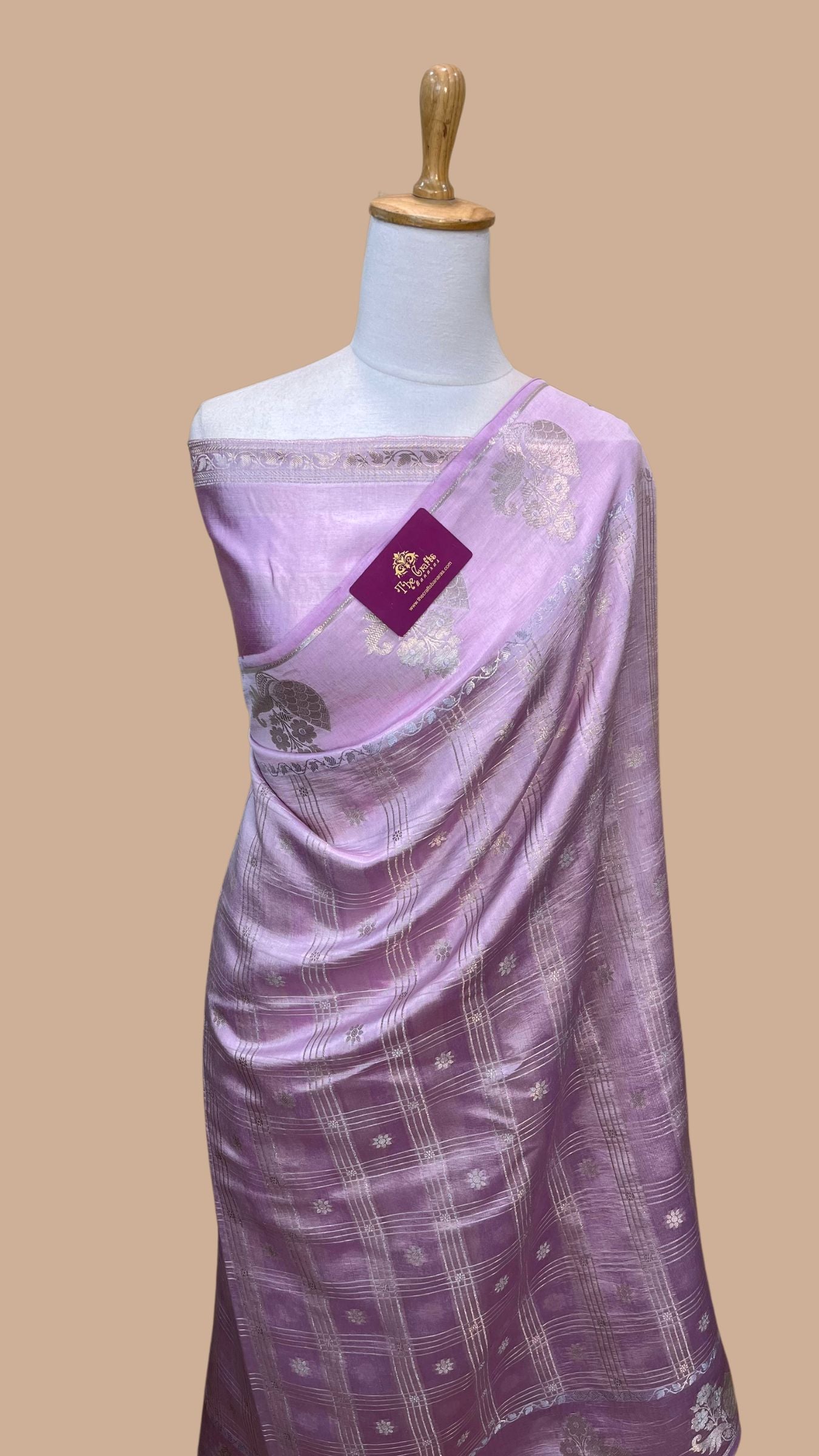 Lavender Pure Chiniya Silk Banarasi Saree