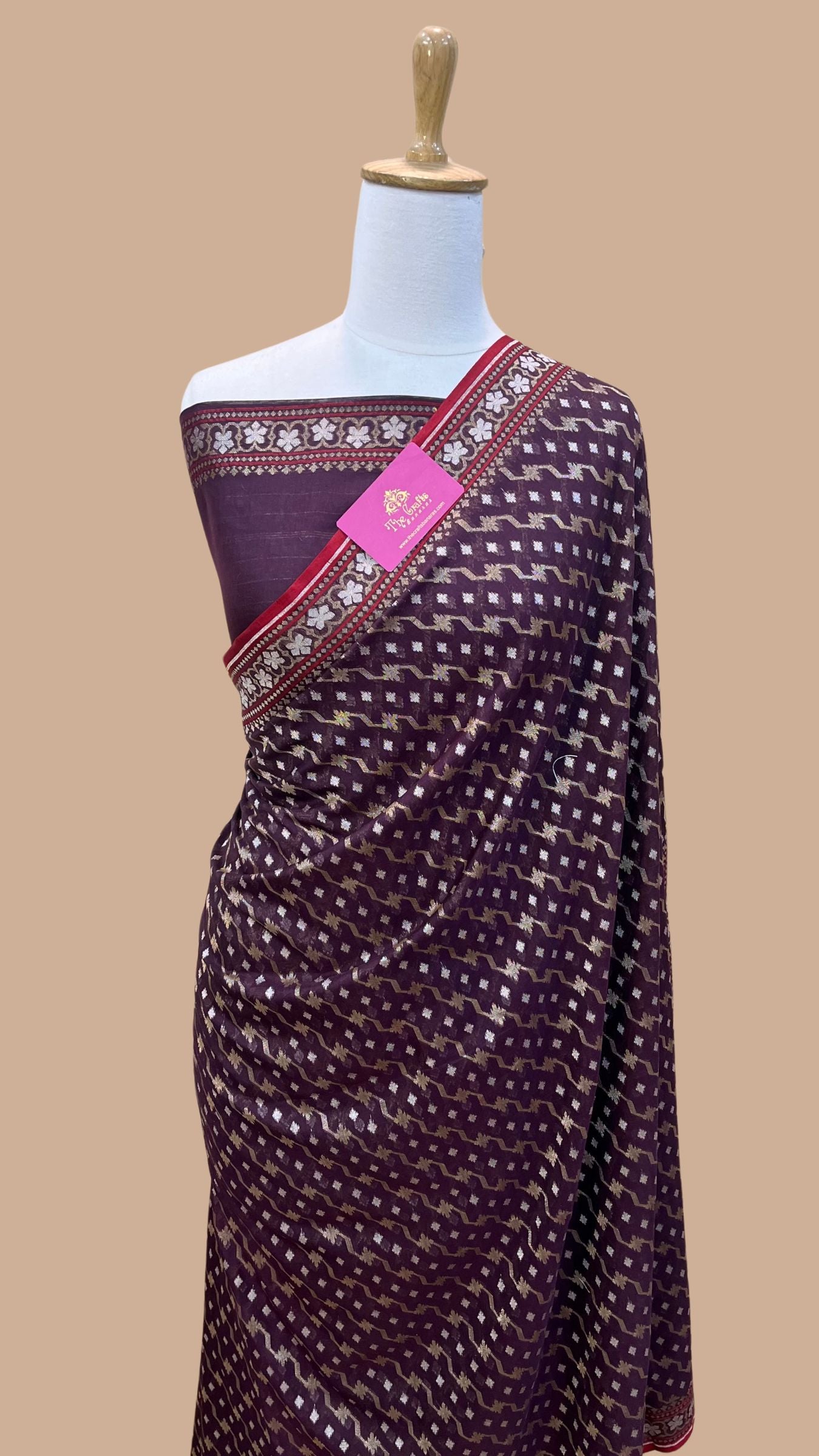 Pure Ektara Cotton Jamdani Banarasi Saree - Alfi